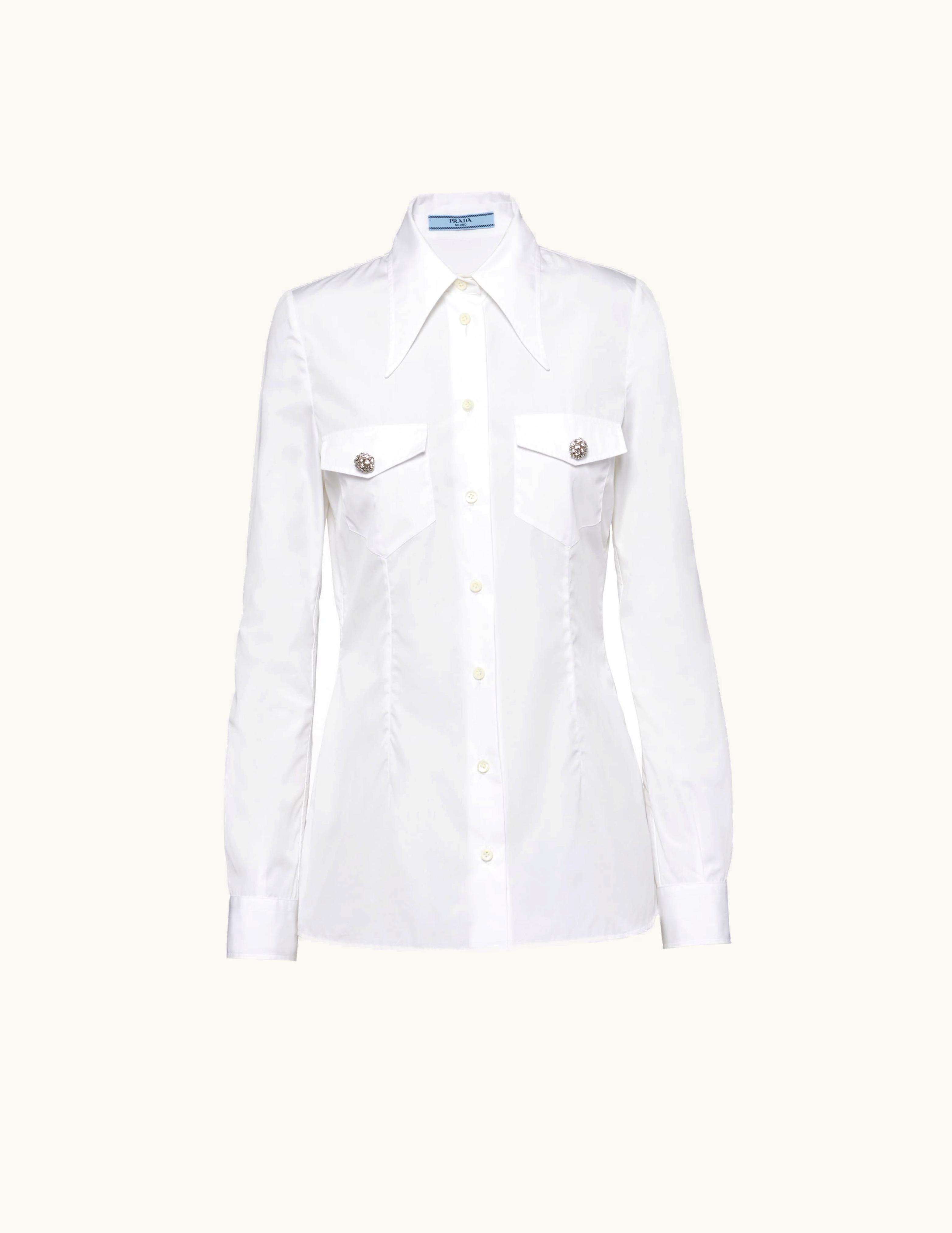 Prada Prada White Poplin Shirt With Jewel Buttons