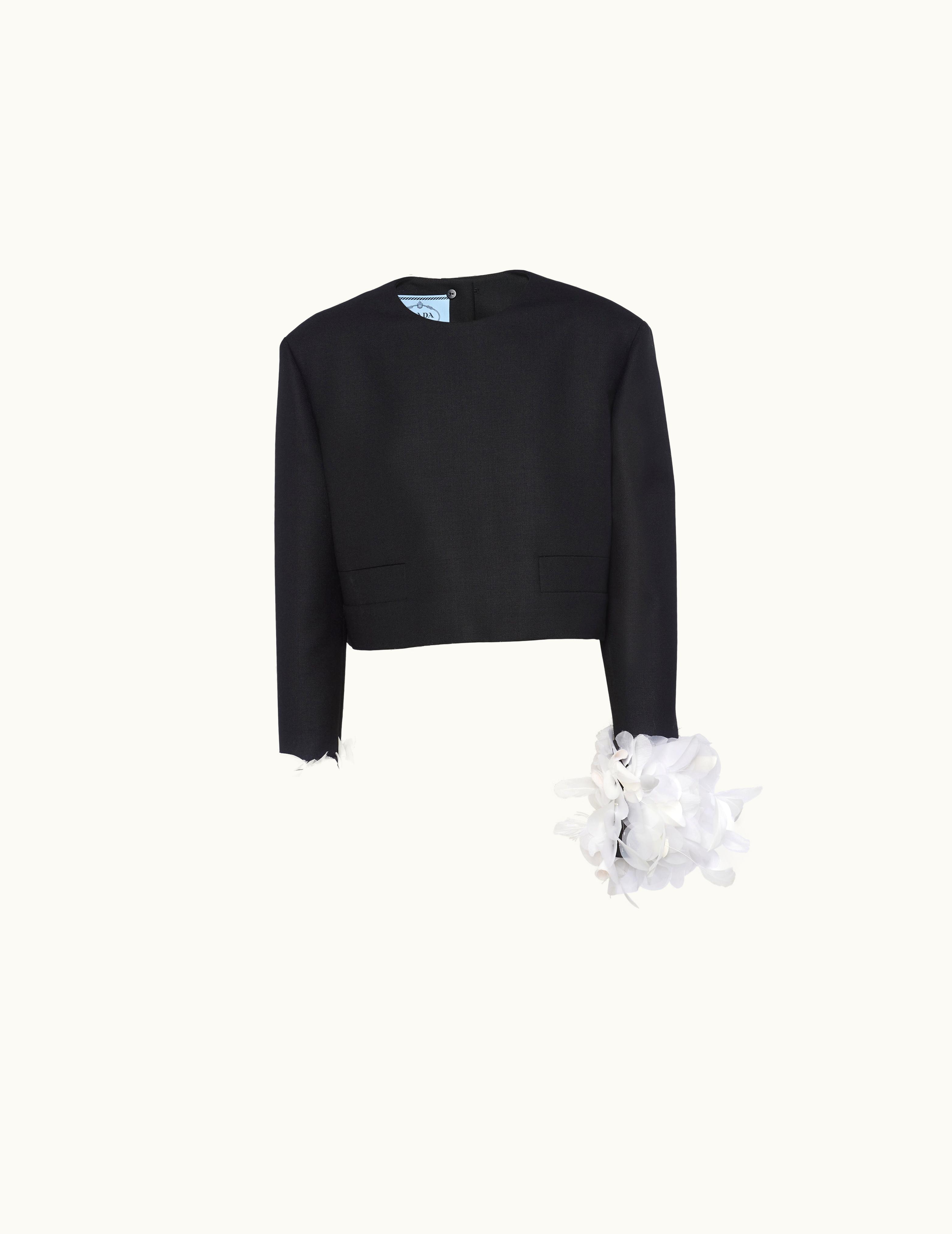 Prada Prada Black / White Single-breasted Wool Jacket With Feathers