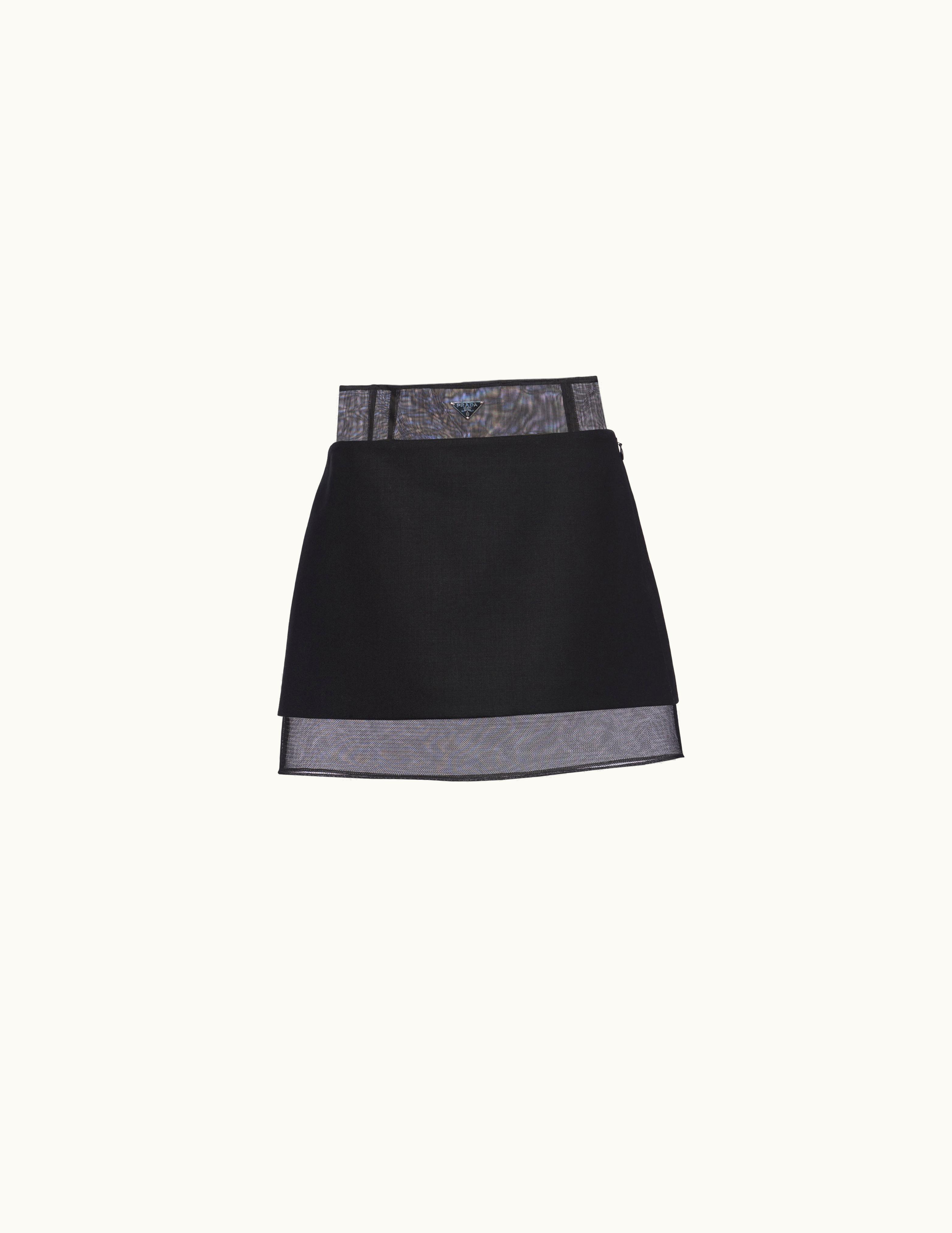 Prada Prada Black Wool Miniskirt With Crinoline
