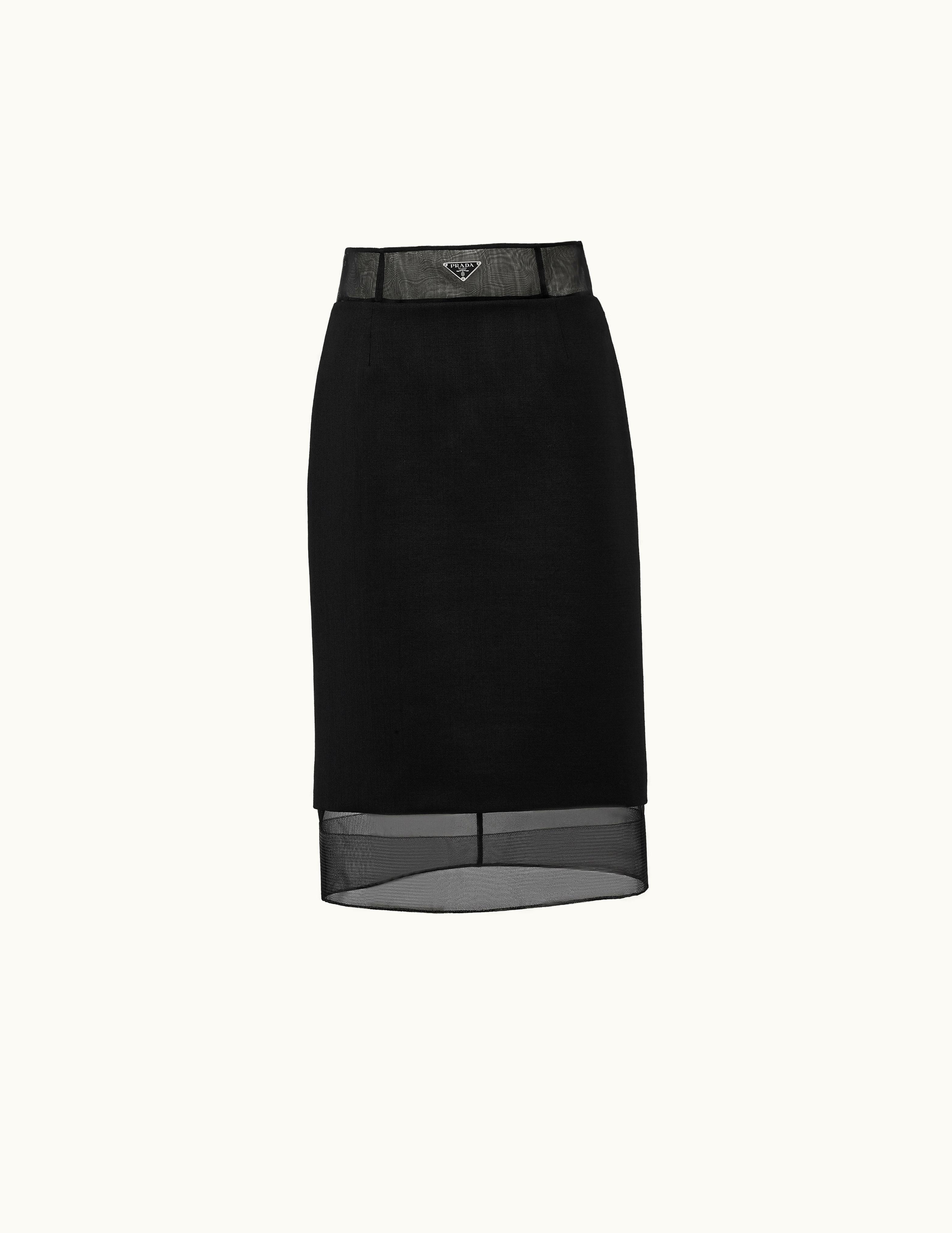 Prada Prada Black Wool And Crinoline Midi-skirt