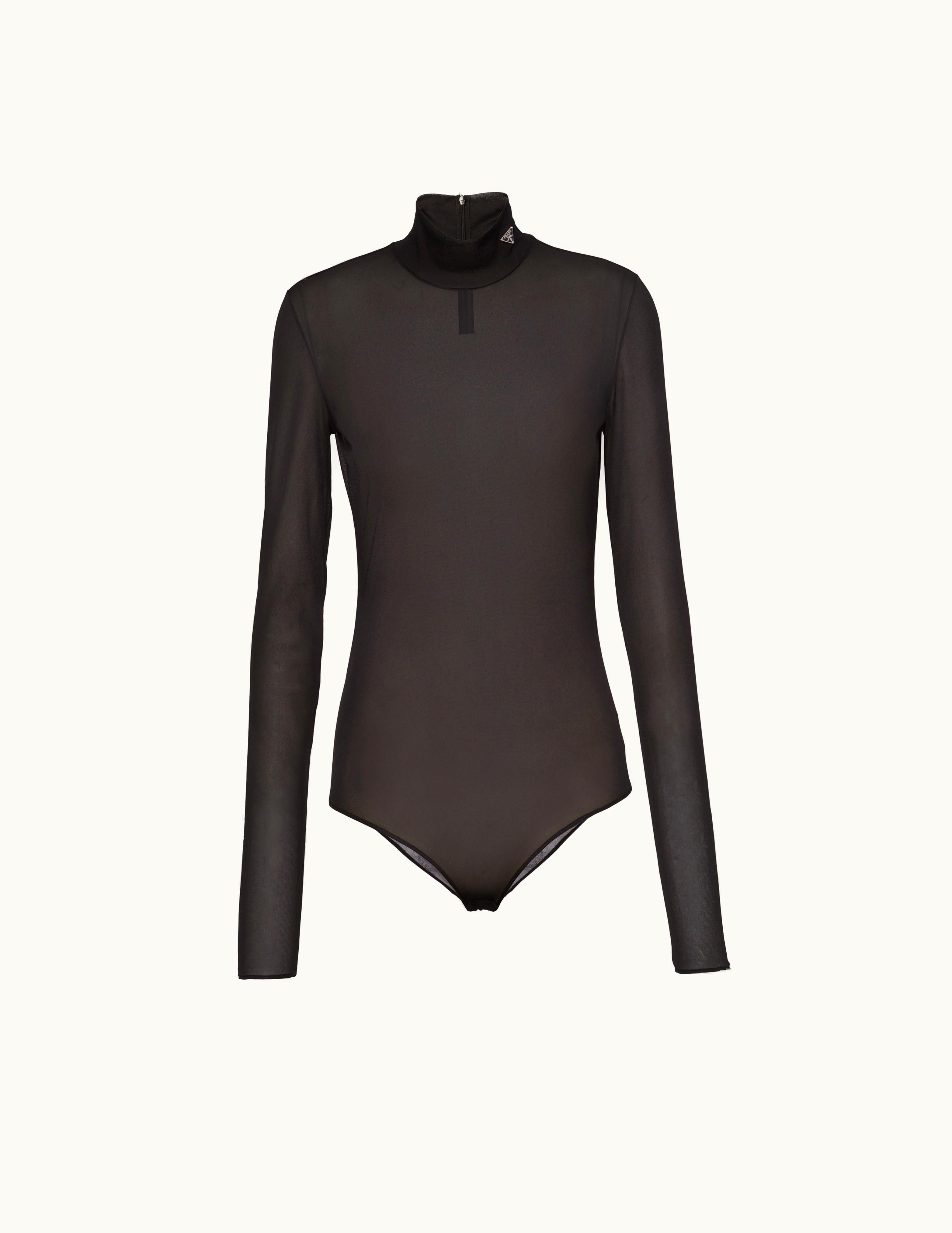Prada Prada Black Gazar Jersey Bodysuit
