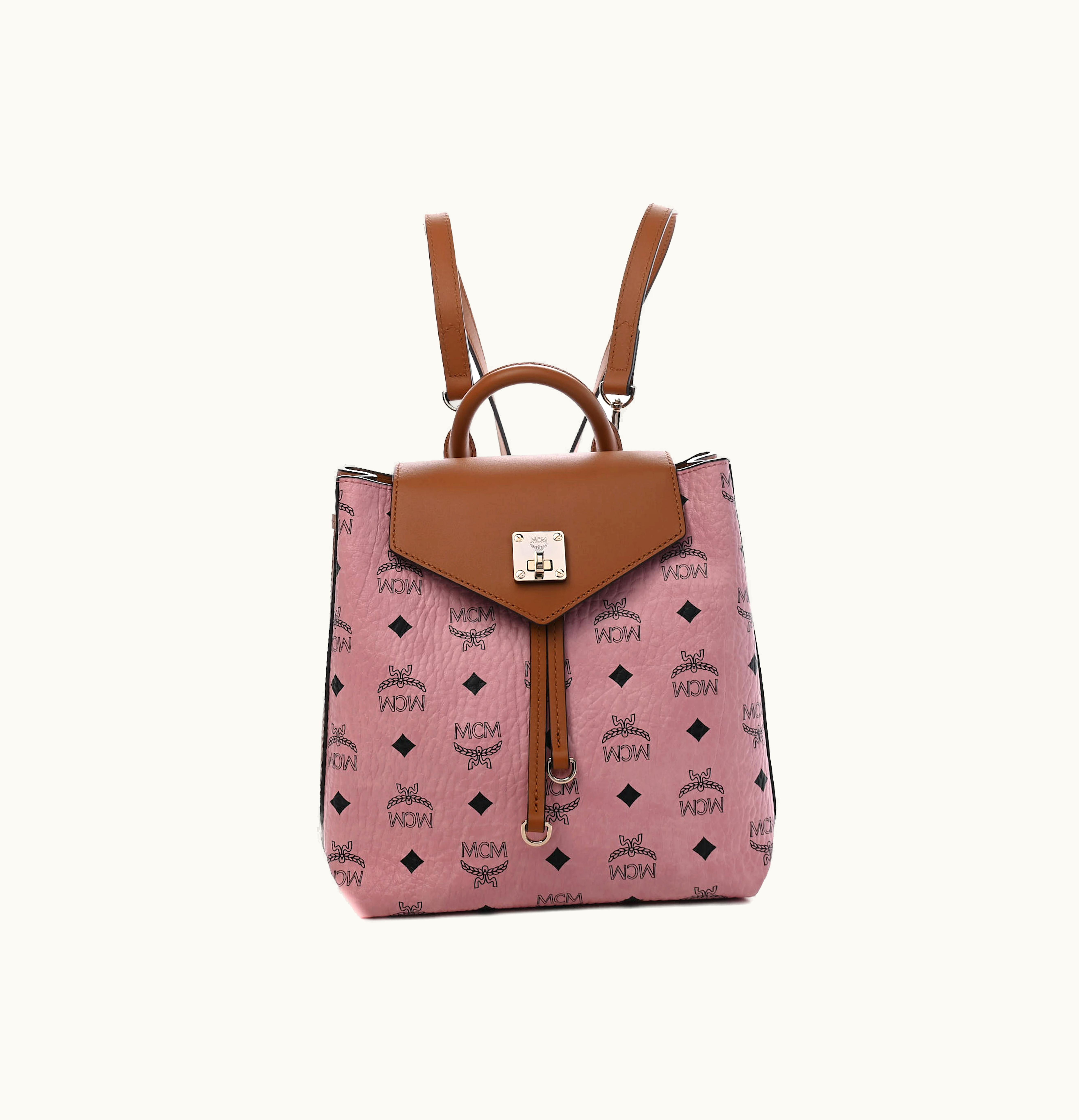 MCM MCM Visetos Essential Backpack Small Pink Cognac