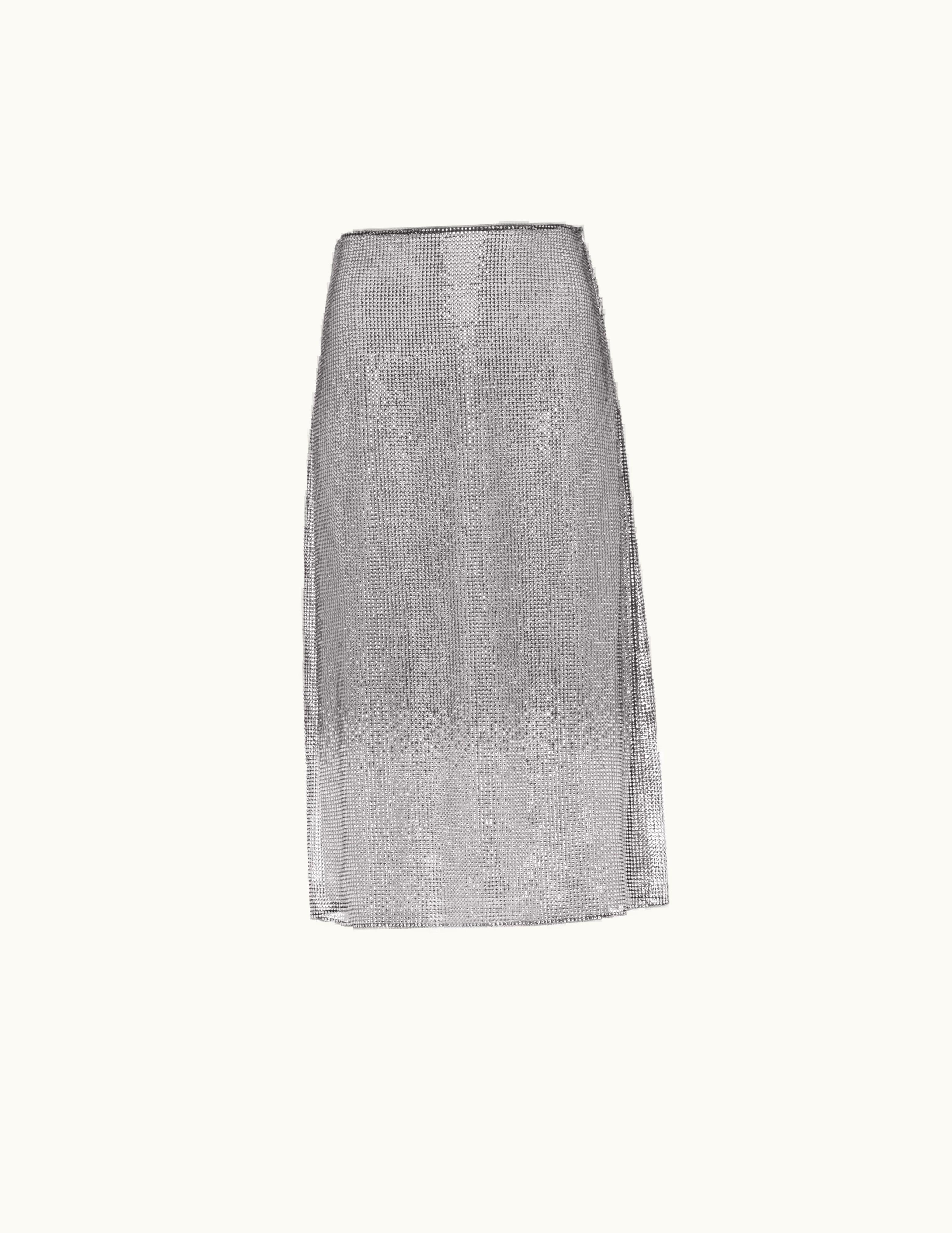 Prada Prada Crystal Embroidered Rhinestone Mesh Midi-skirt