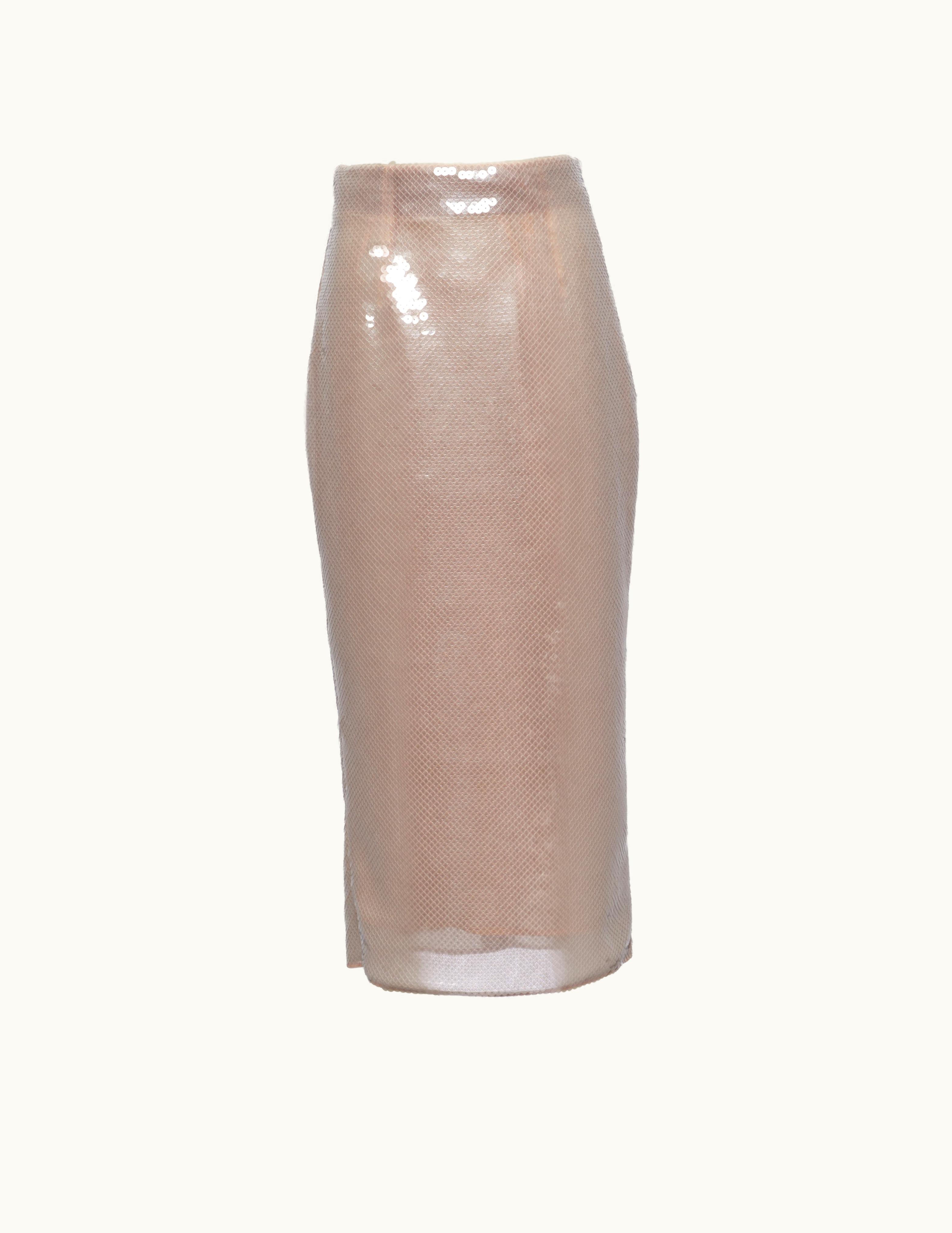 Prada Prada Pearl Gray Sequined Midi-skirt