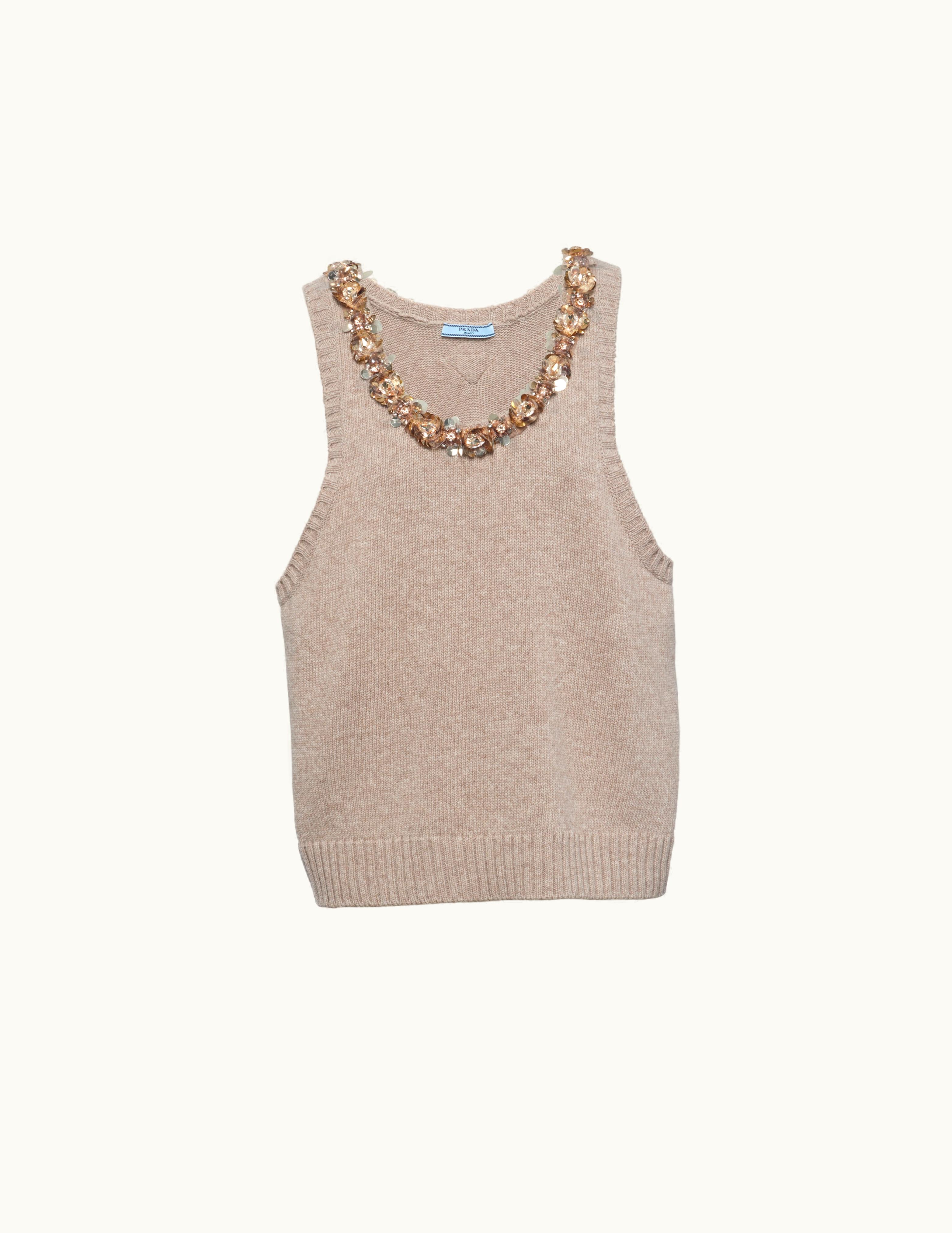 Prada Prada Cord Sleeveless Wool And Cashmere Top