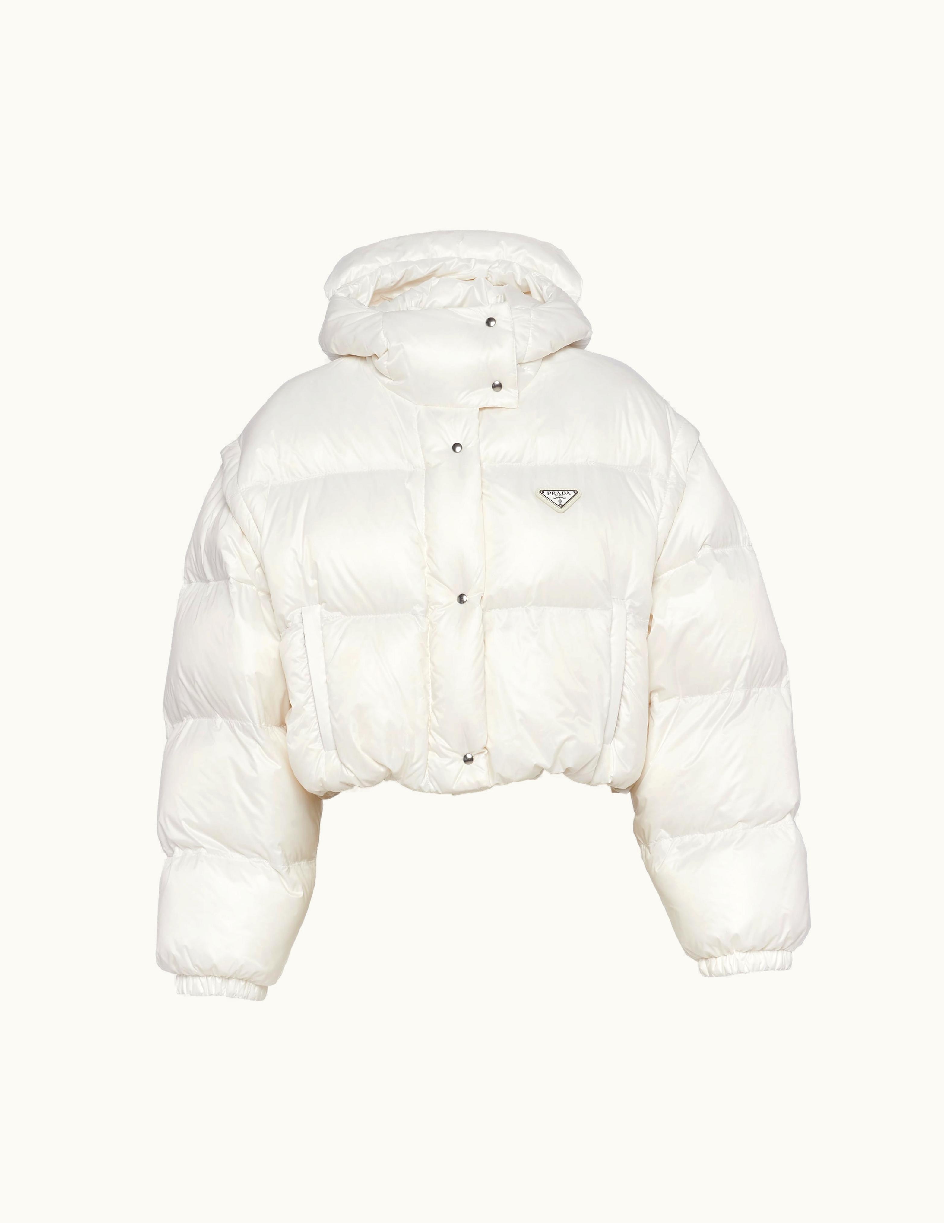 Prada Prada White Re-nylon Convertible Cropped Down Jacket