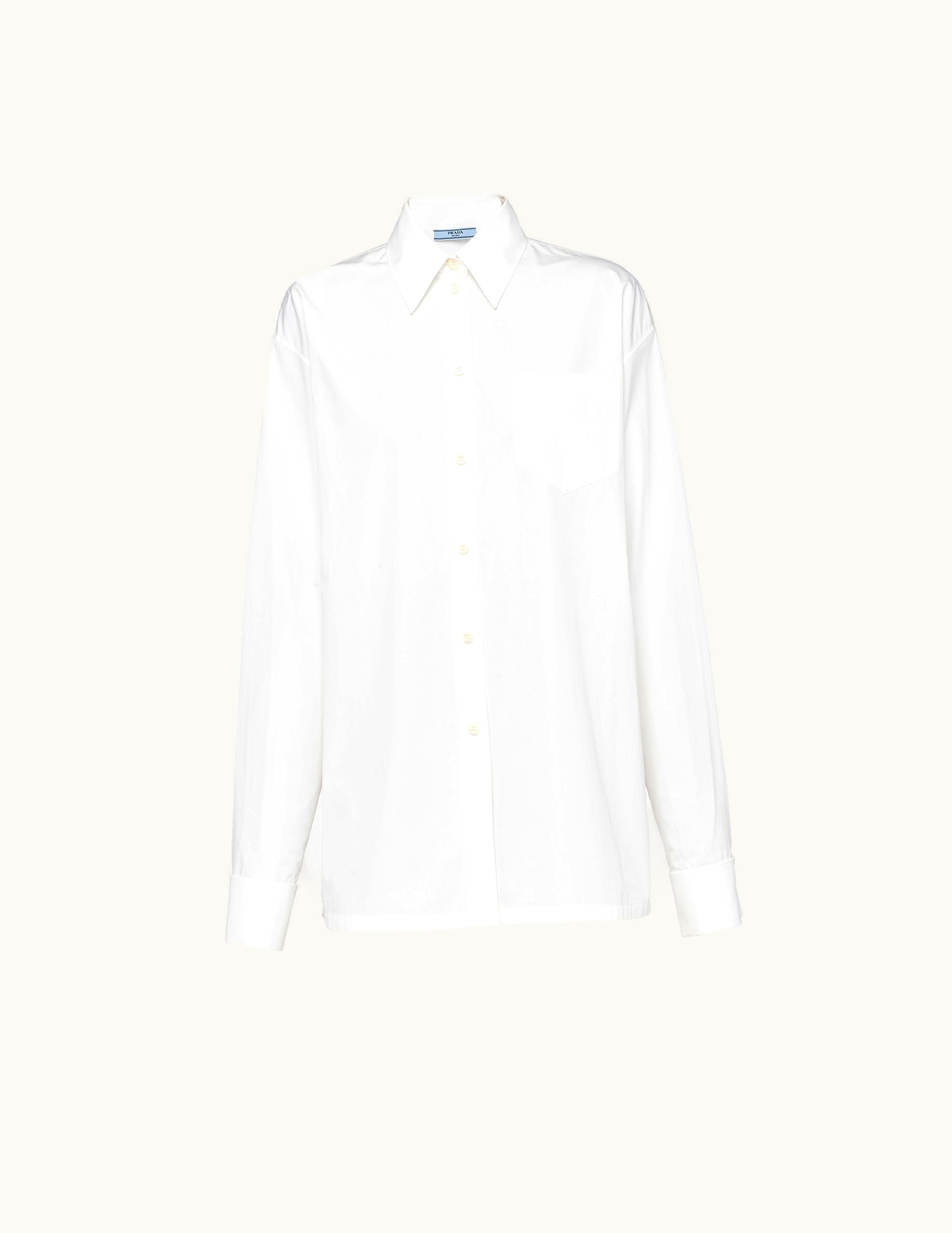 Prada Prada Crystal-Studded Cufflinks White Poplin Shirt