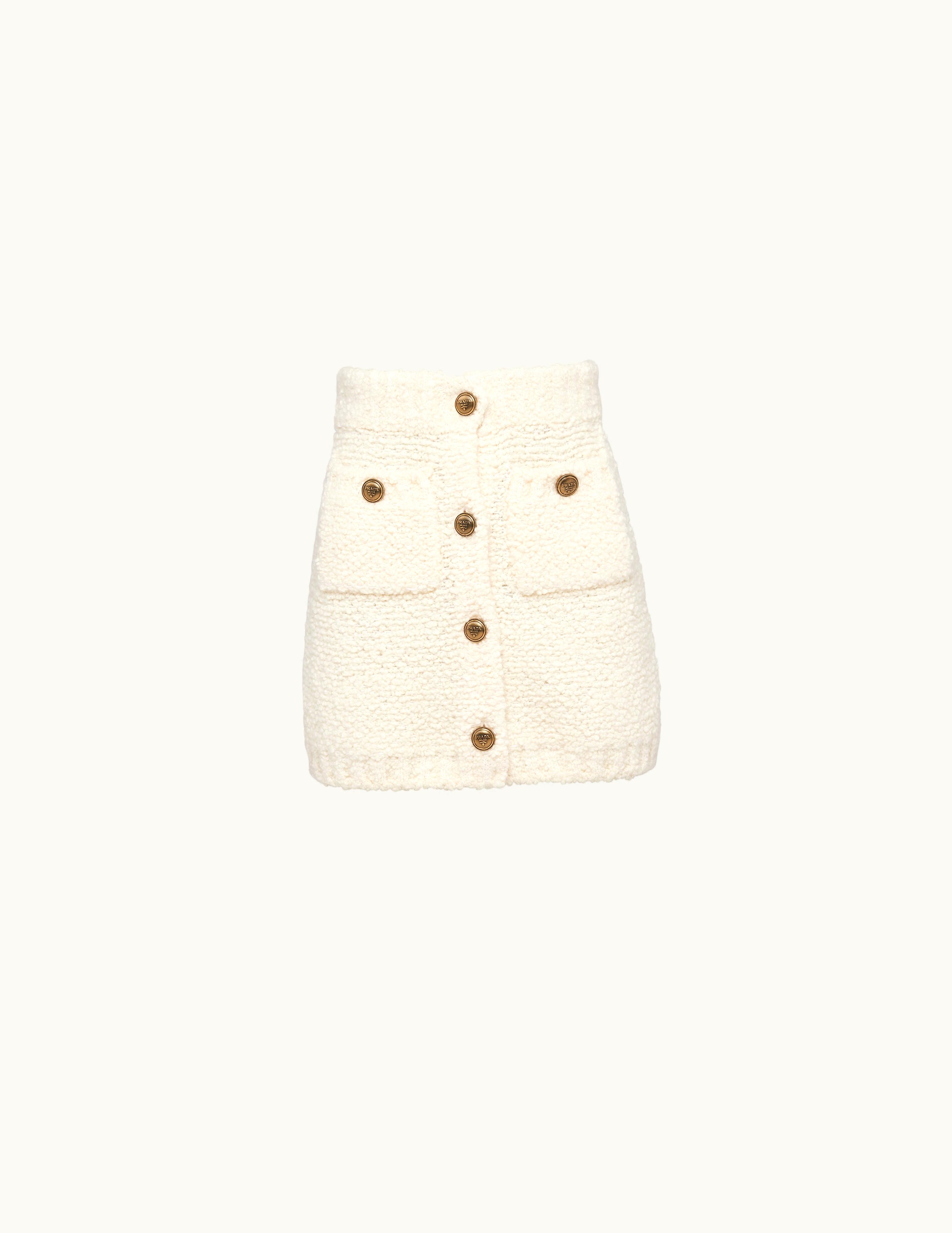 Prada Prada White Bouclé Mohair Miniskirt
