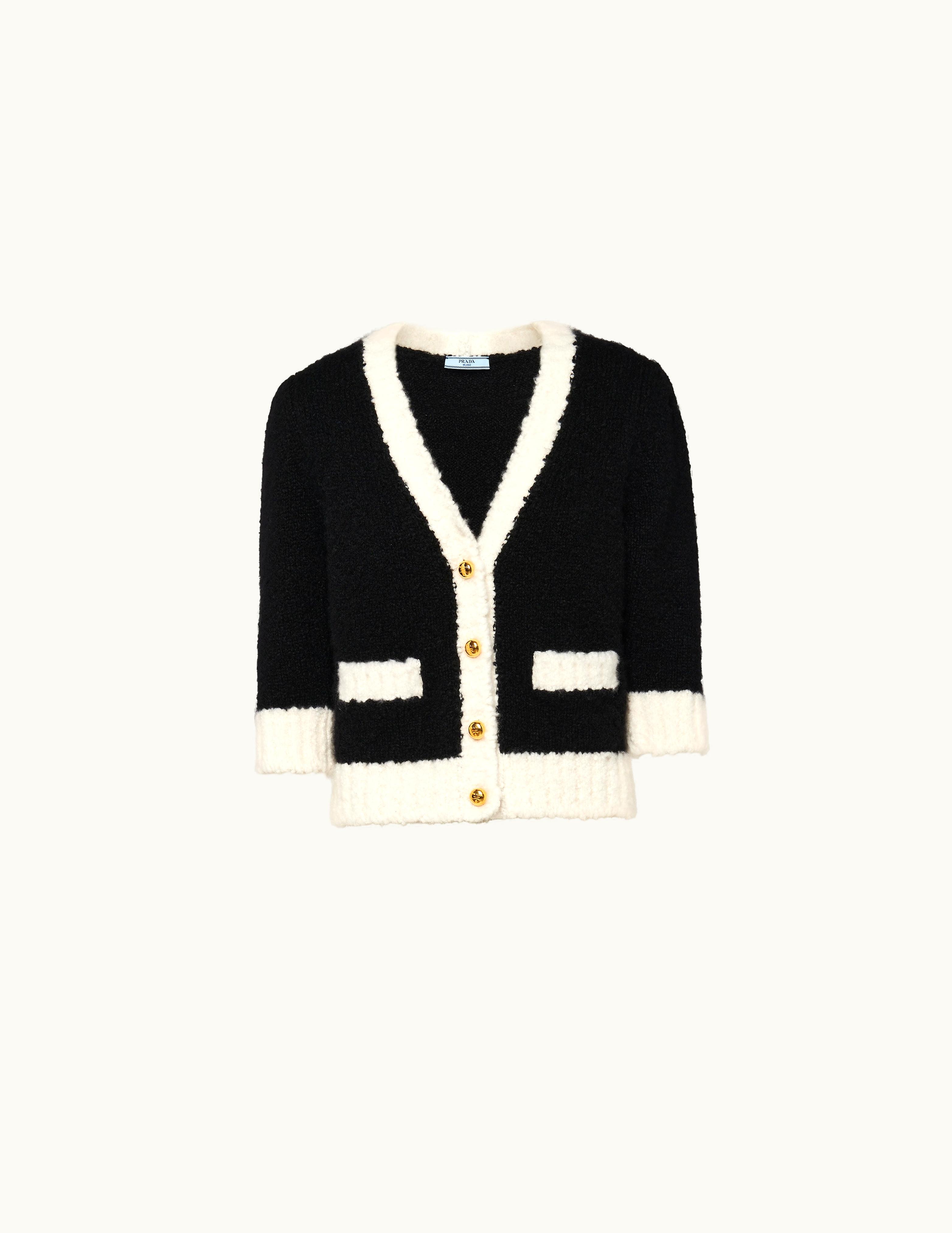Prada Prada Black / White Cashmere And Silk Cardigan