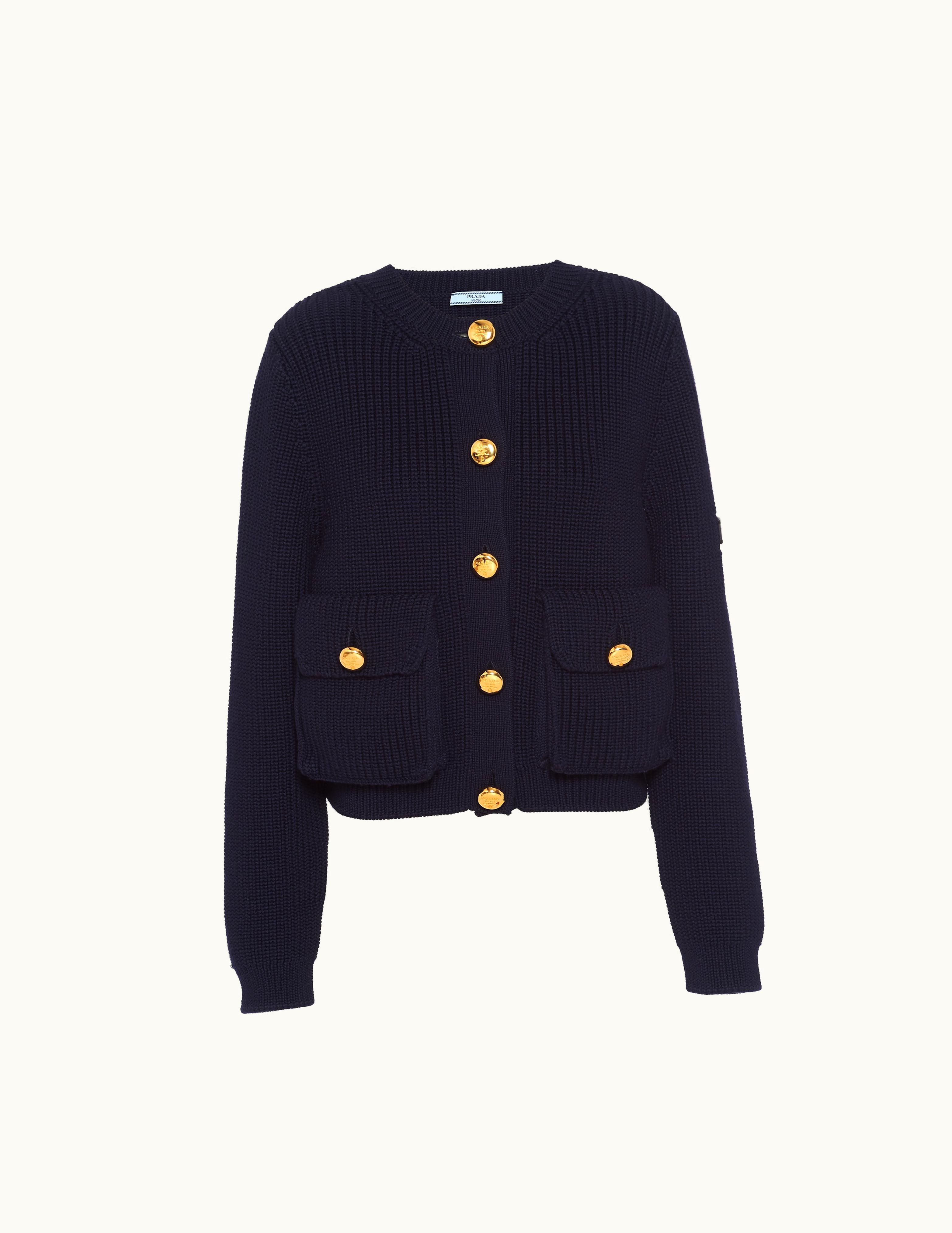 Prada Prada Classic Wool Cardigan Luxury Navy Blue