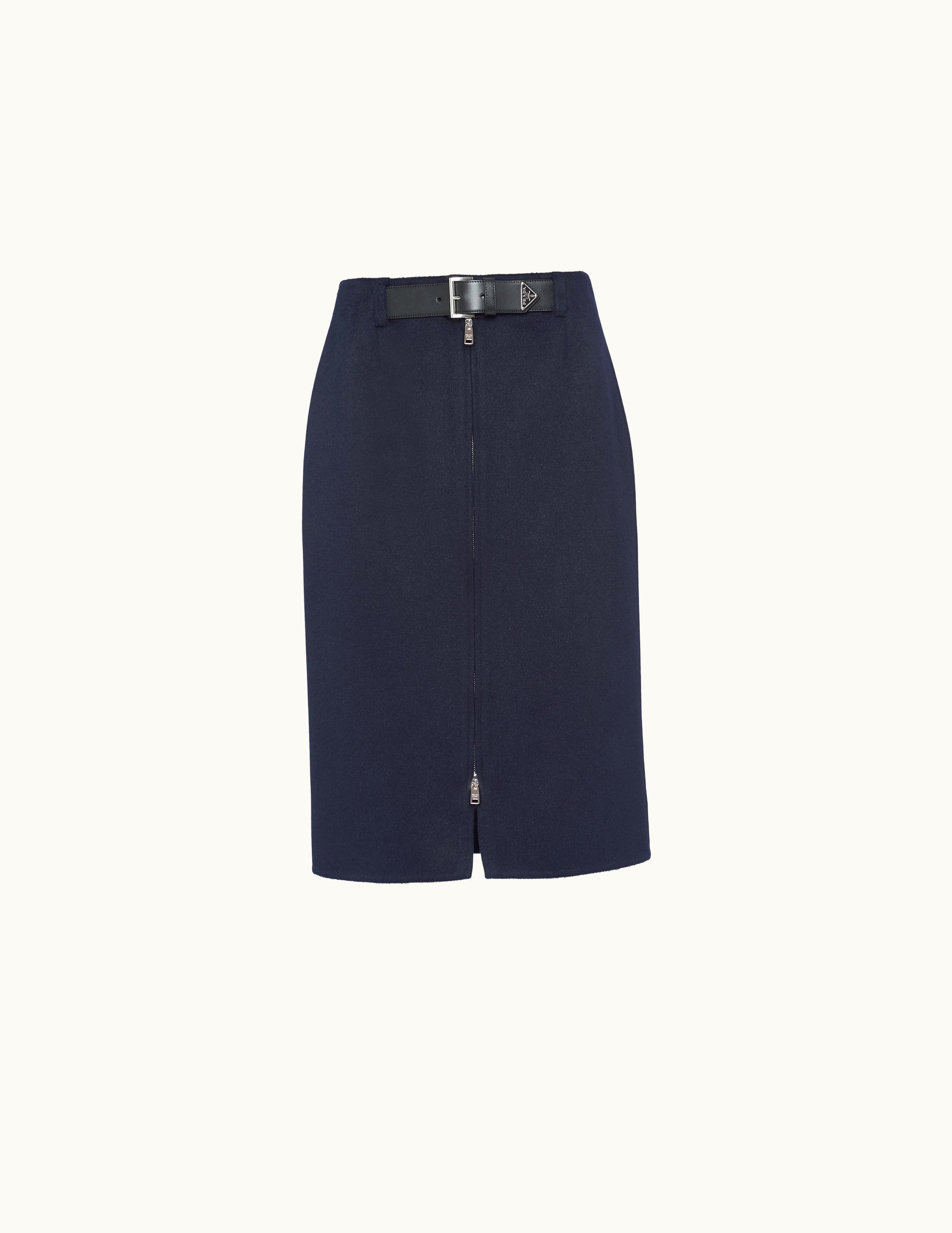 Prada Prada Navy Cashgora Midi-skirt
