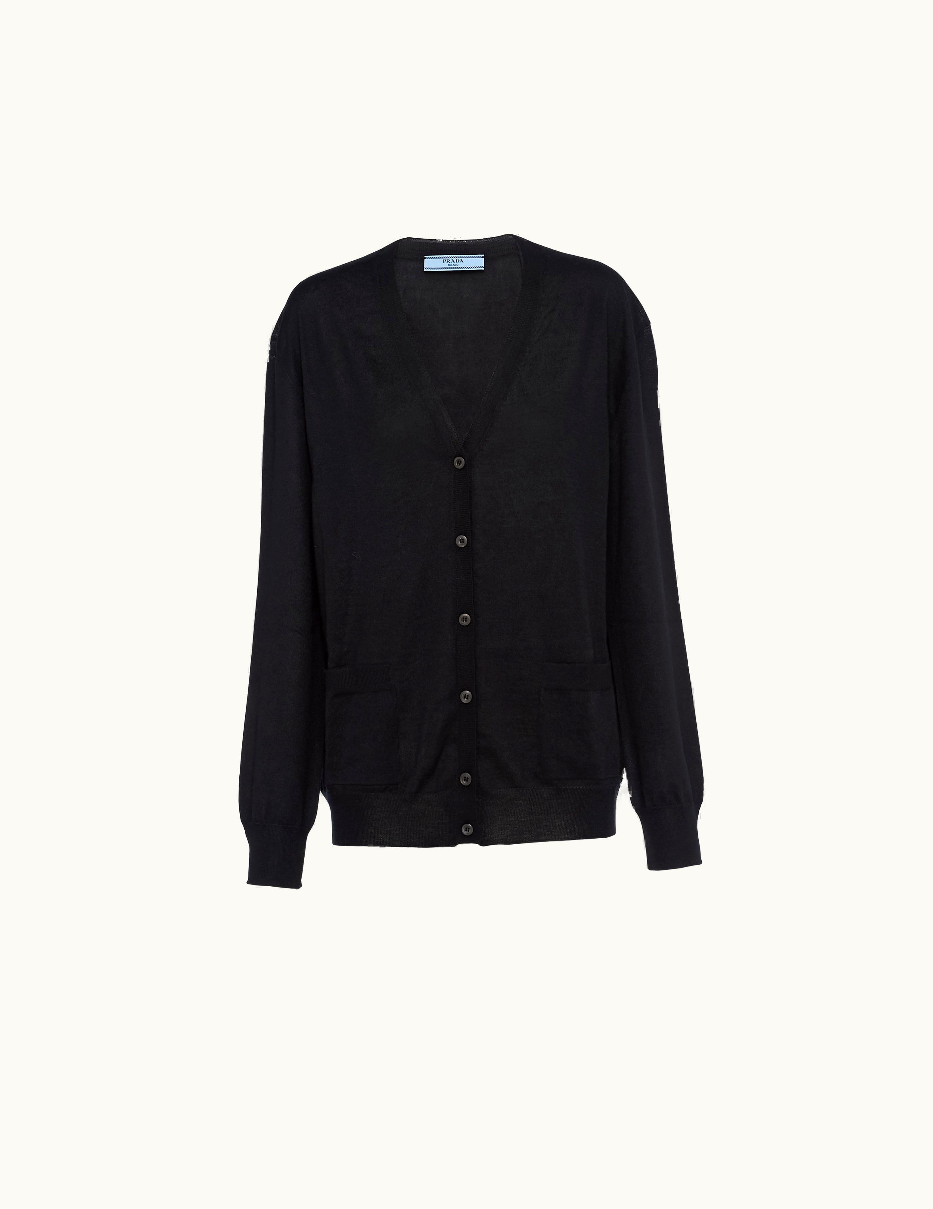 Prada Prada Raglan Fit Men's Black Wool And Cashmere Cardigan