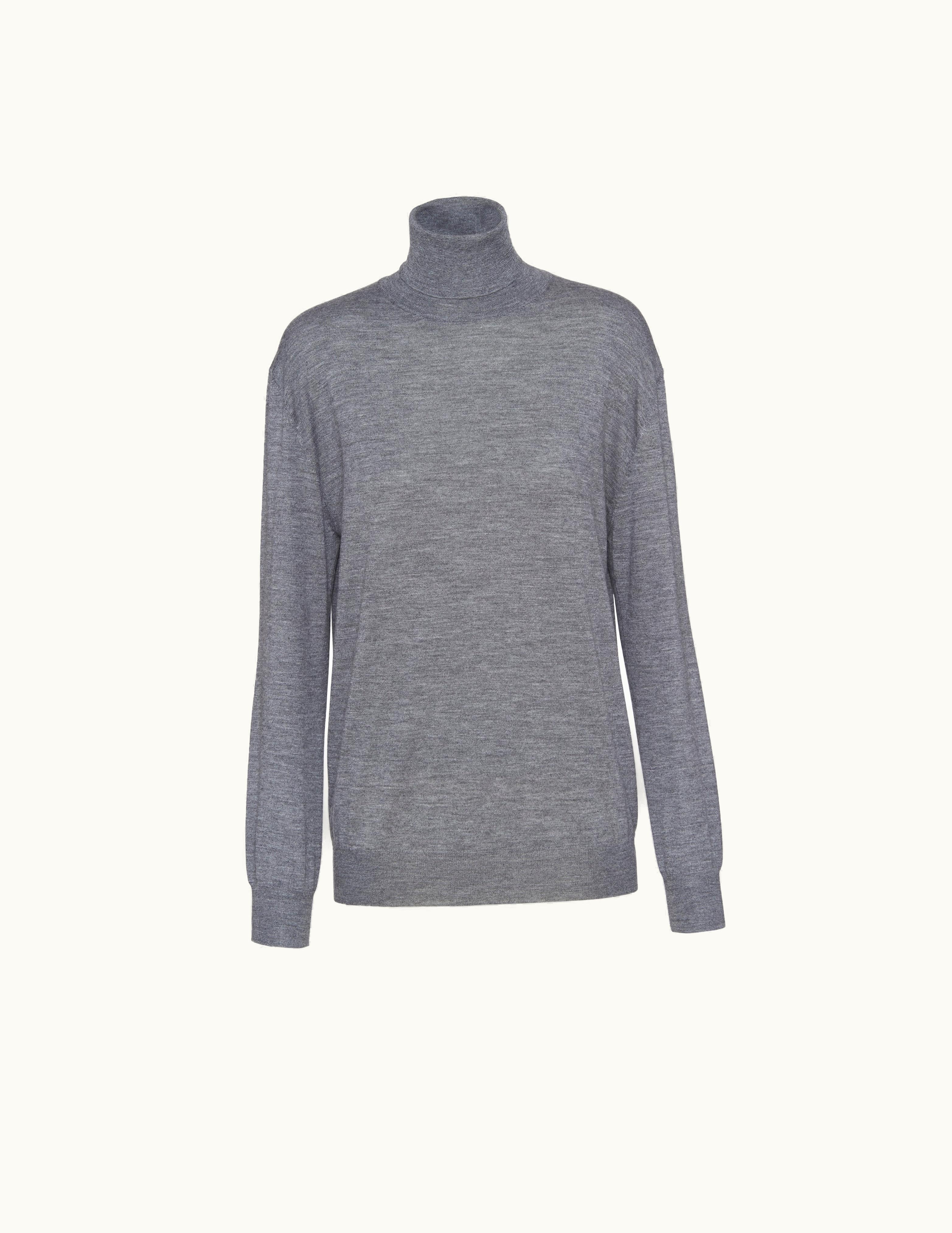 Prada Prada Slate Gray Cashmere And Wool Turtleneck Sweater