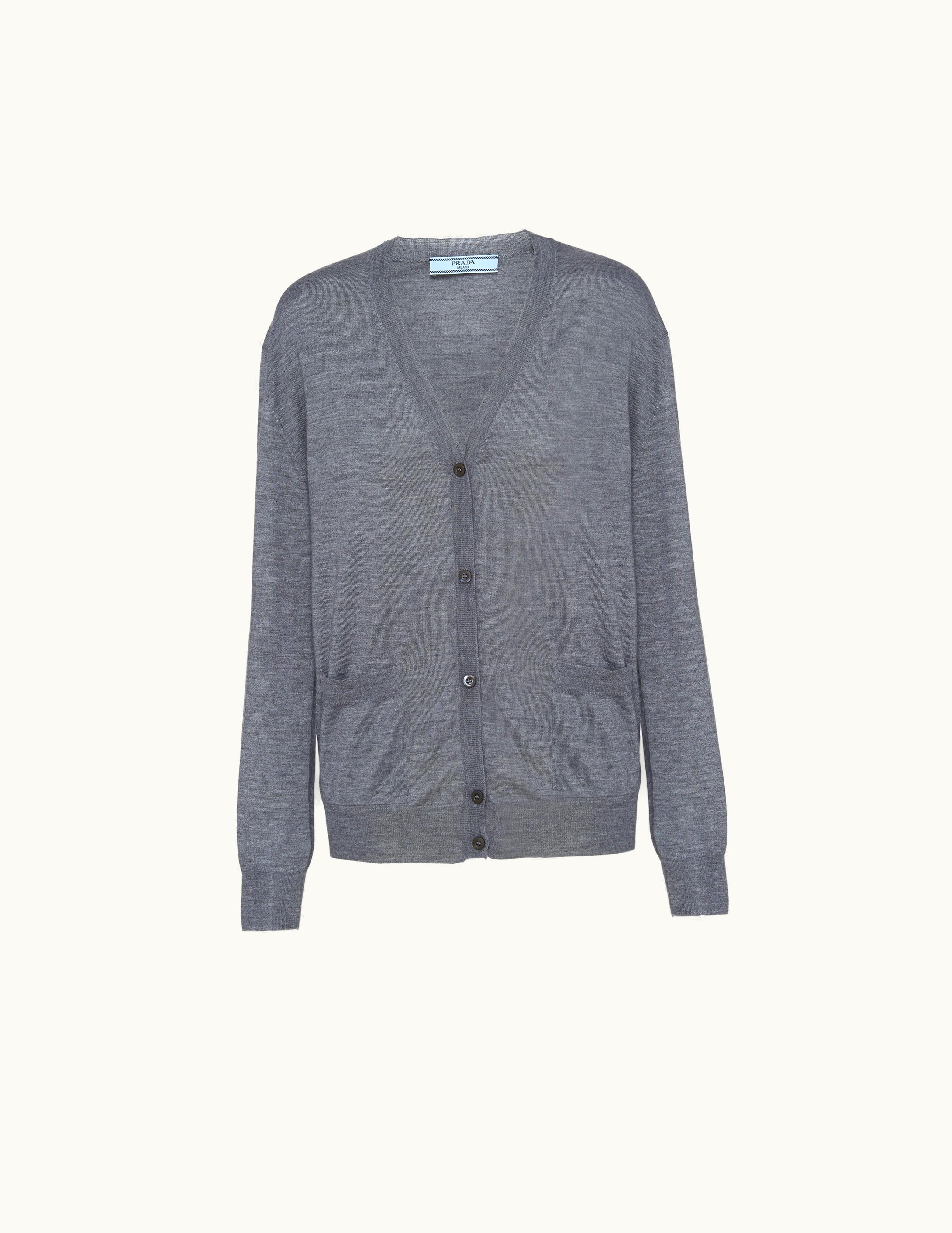 Prada Prada Slate Gray Wool And Cashmere Cardigan
