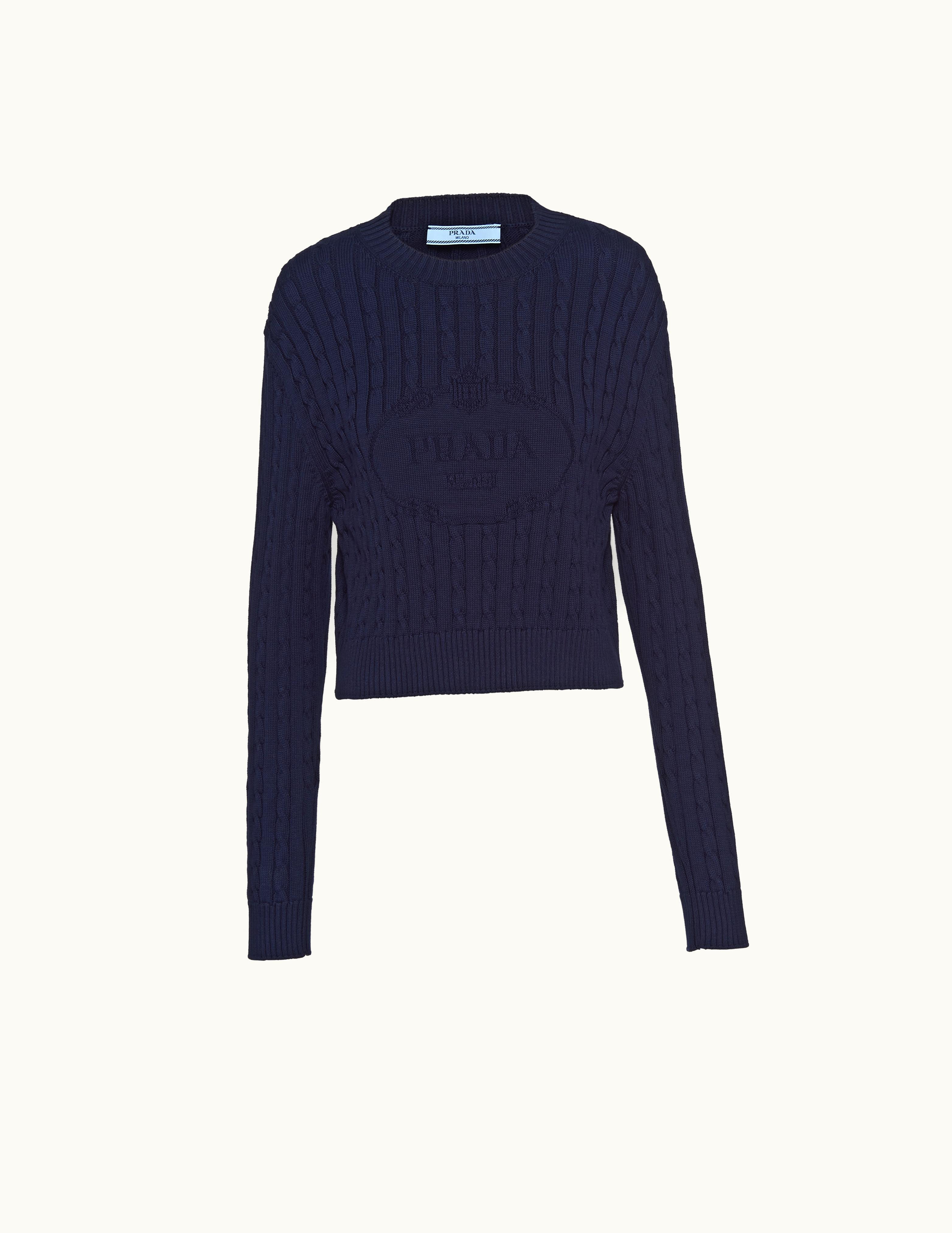 Prada Prada Navy Cotton Crew-neck Sweater