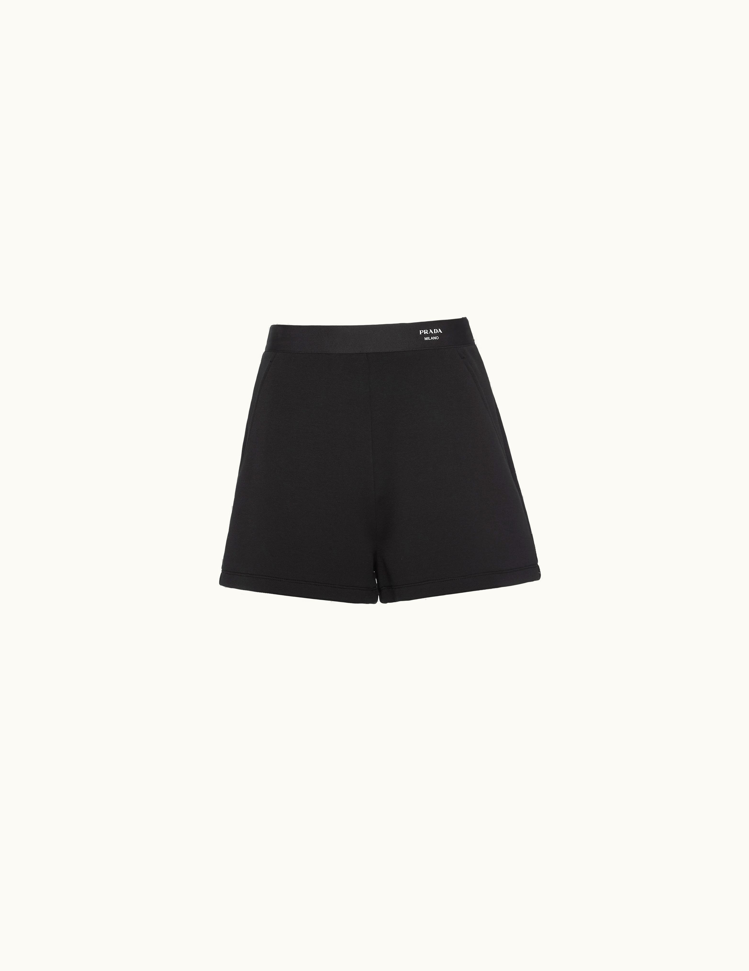 Prada Prada Black Cotton And Re-nylon Shorts