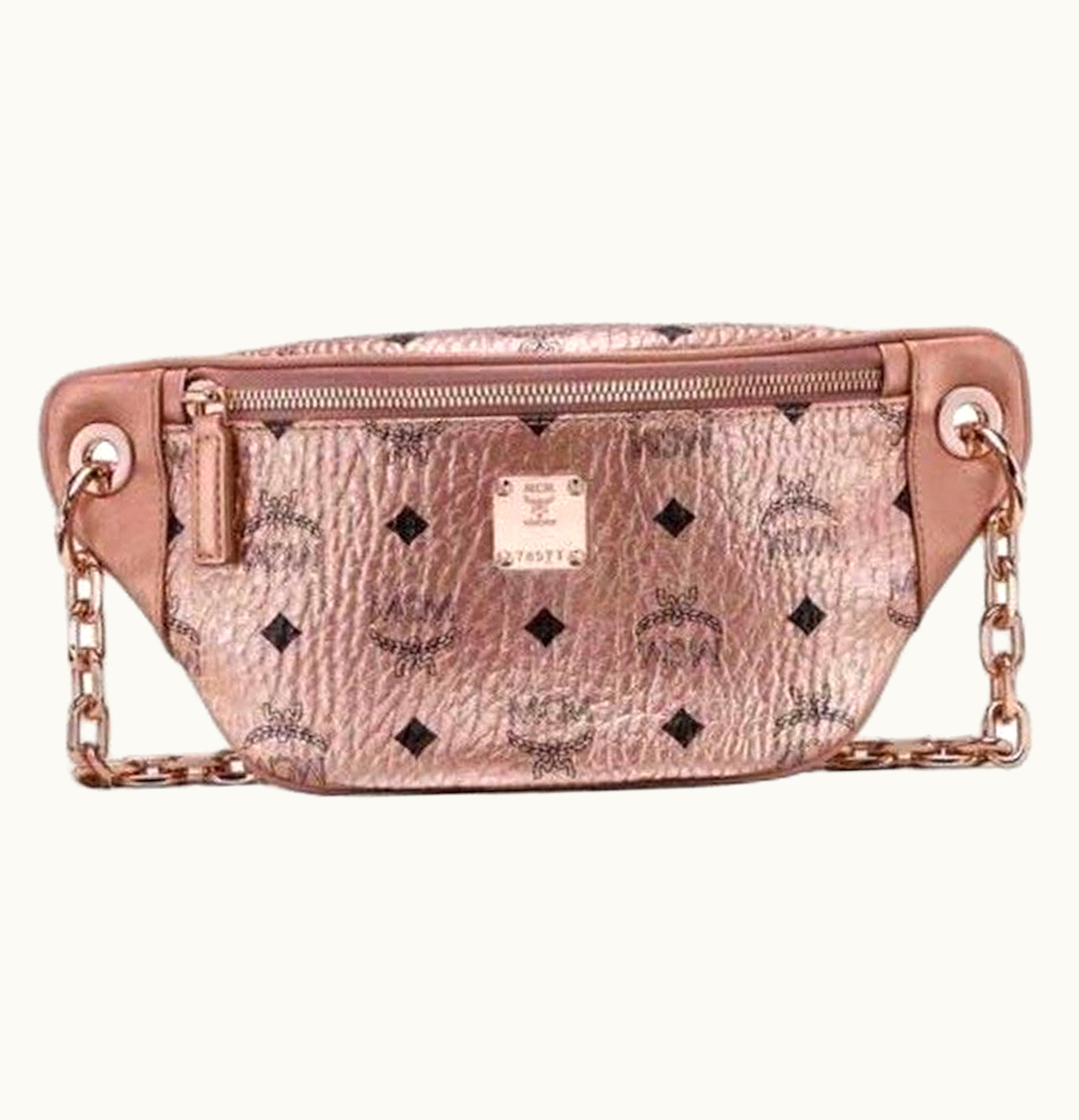 MCM MCM Essential Visetos Crossbody Chain Bag Mini Rose Gold