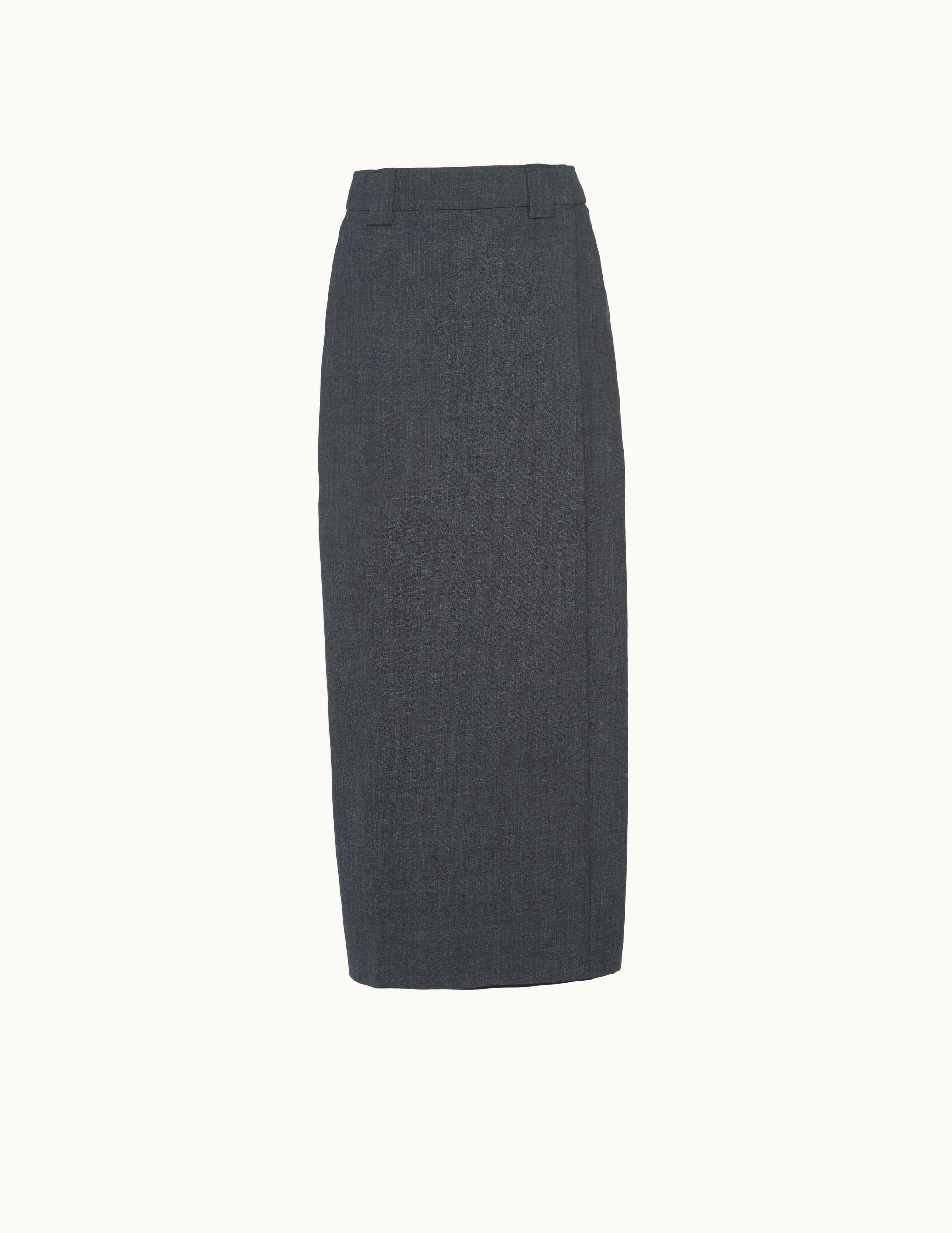 Prada Prada Slate Gray Wool Midi-skirt