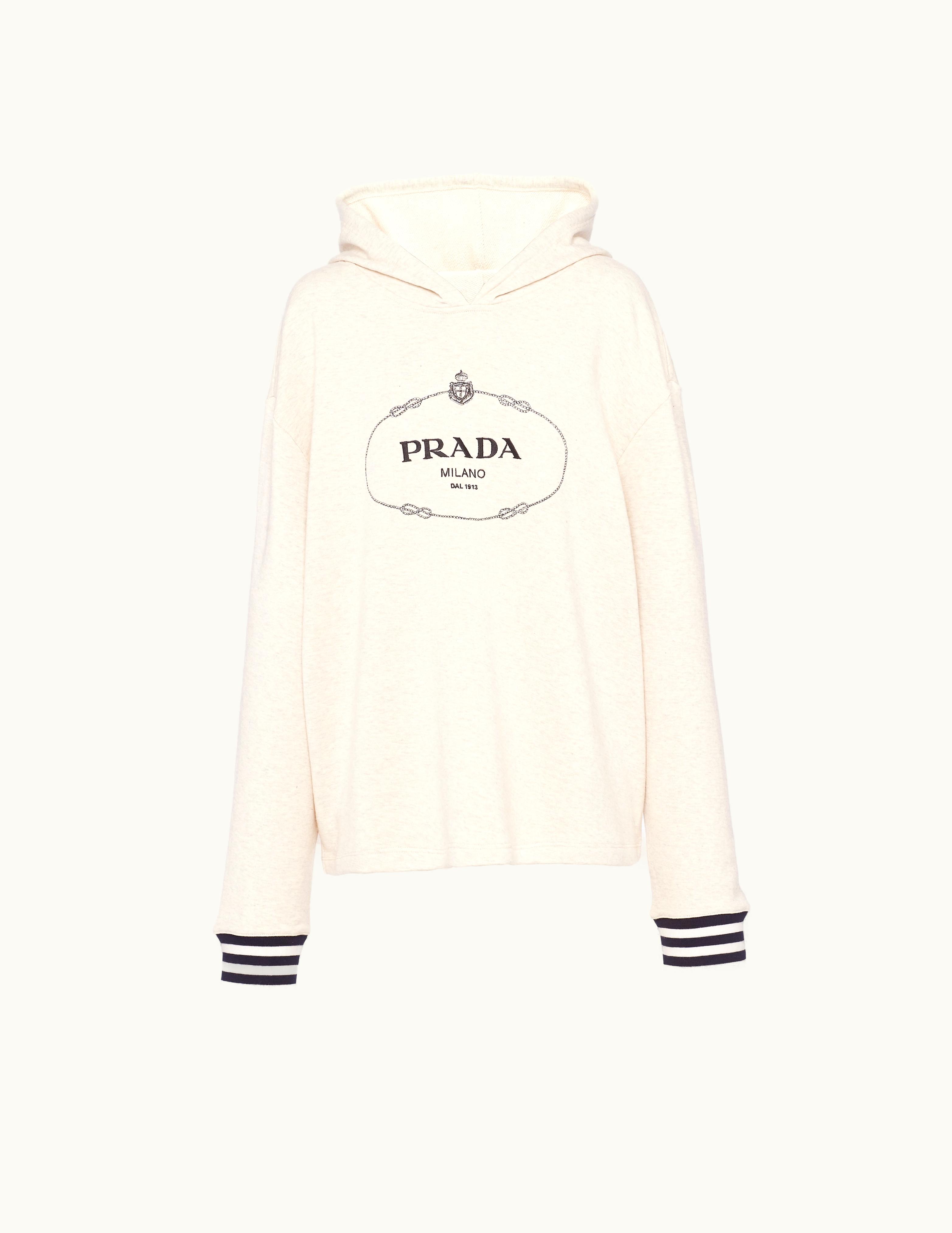 Prada Prada Natural Oversized Cotton Fleece Hoodie