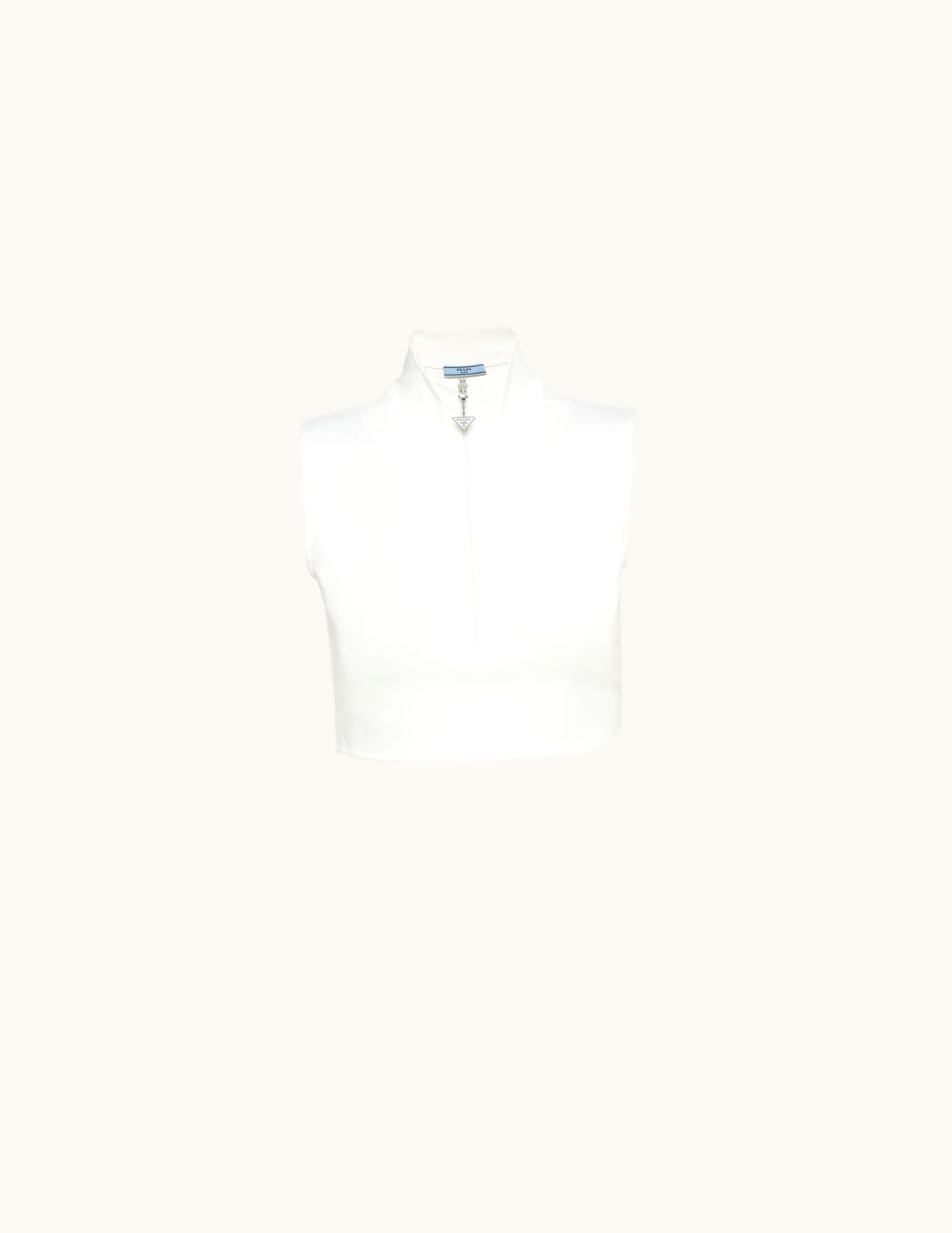 Prada Prada Zippered Ivory Stretch Jersey Turtleneck