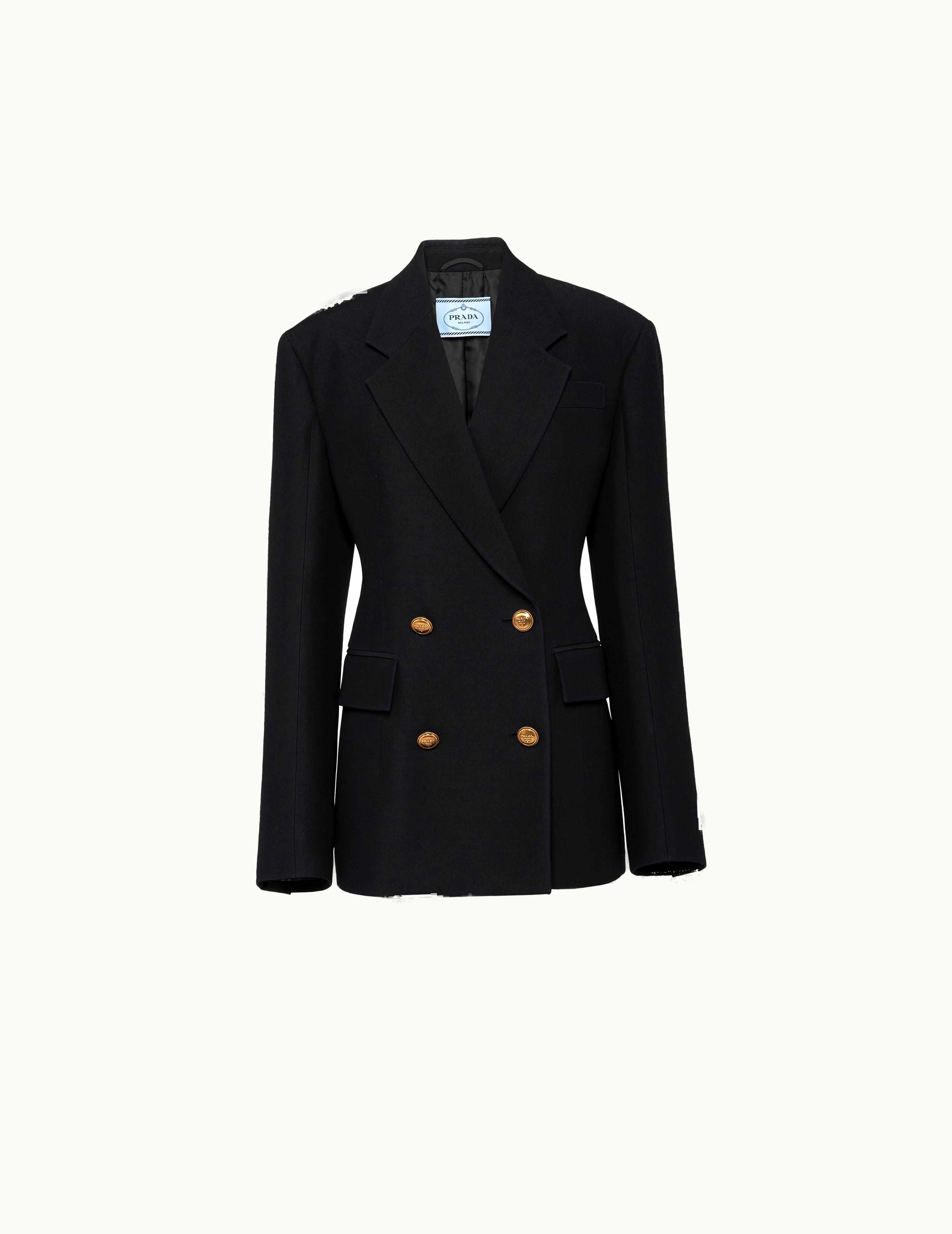 Prada Prada Black Double-breasted Tricotine Jacket
