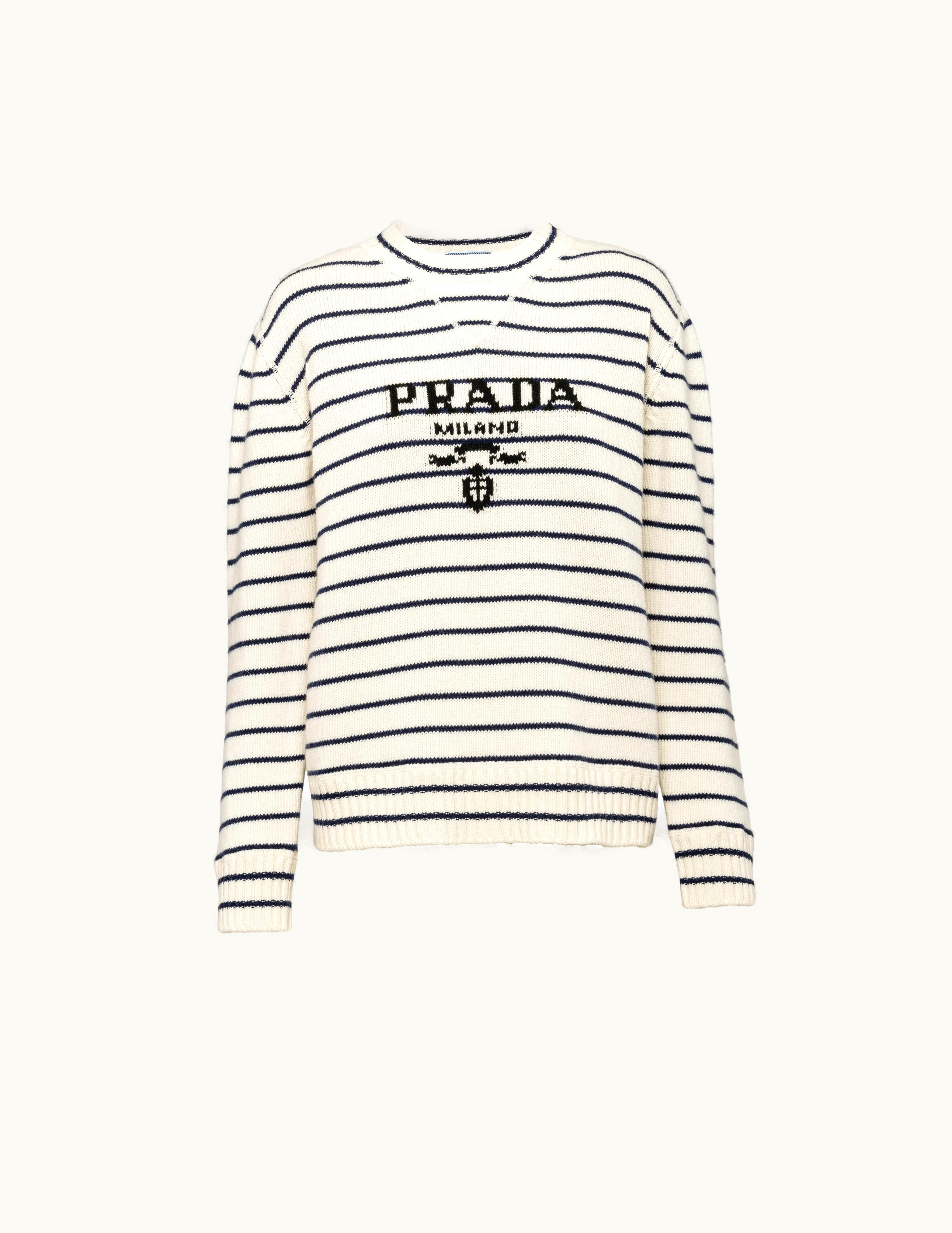 Prada Prada Classic Stripe Crew-neck Sweater White / Blue