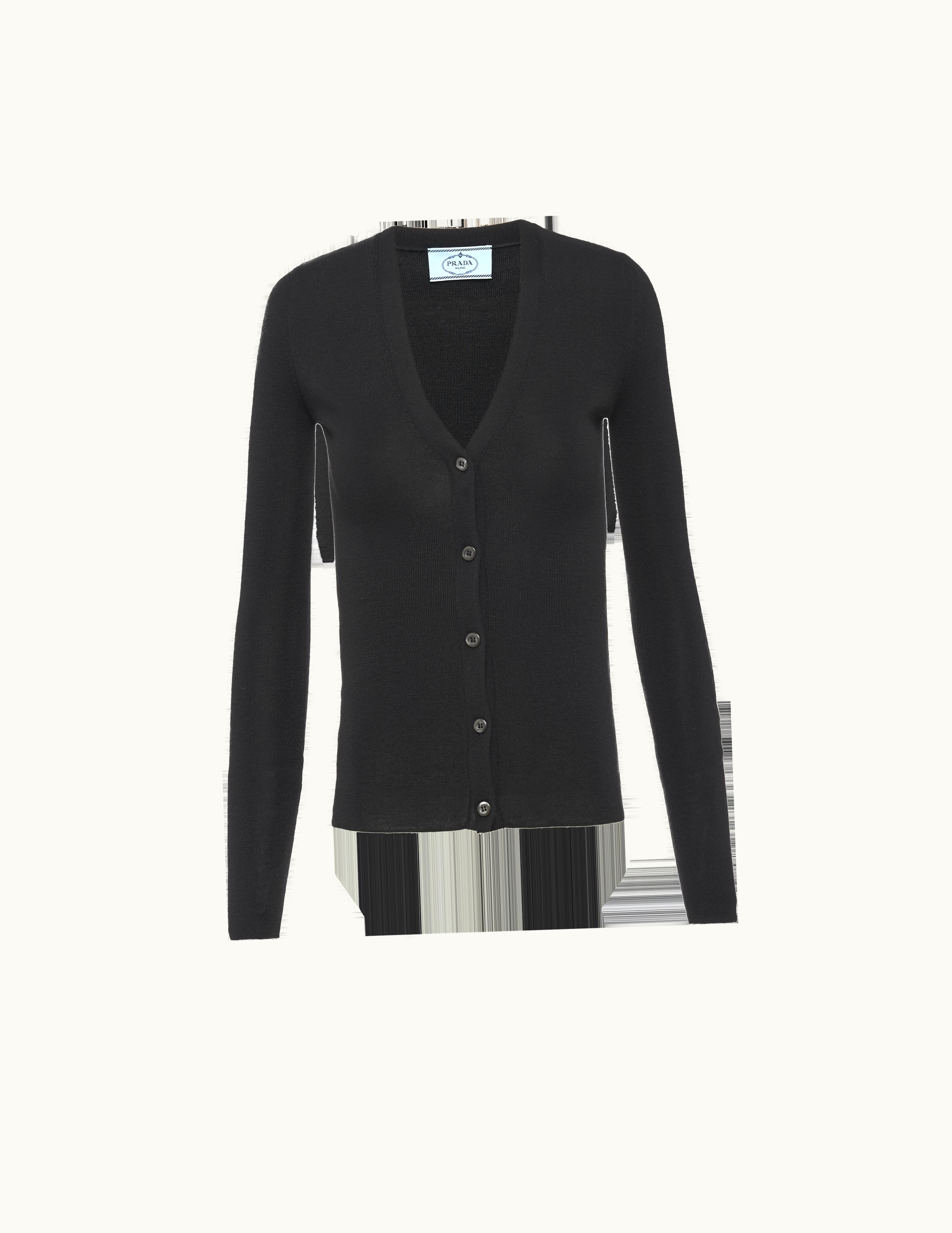 Prada Prada Black Cashmere And Silk Cardigan