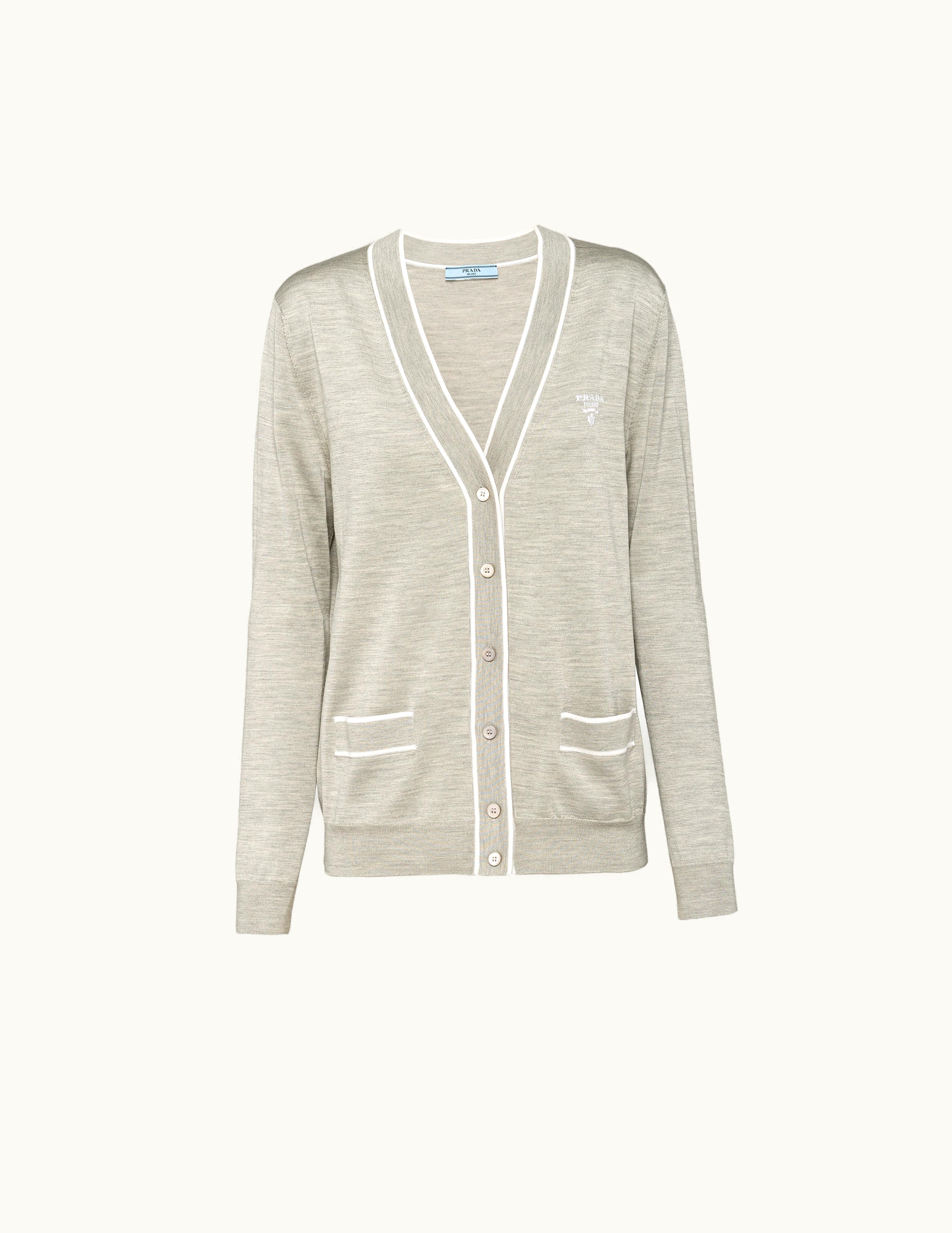 Prada Prada Marble Gray / White Silk Cardigan