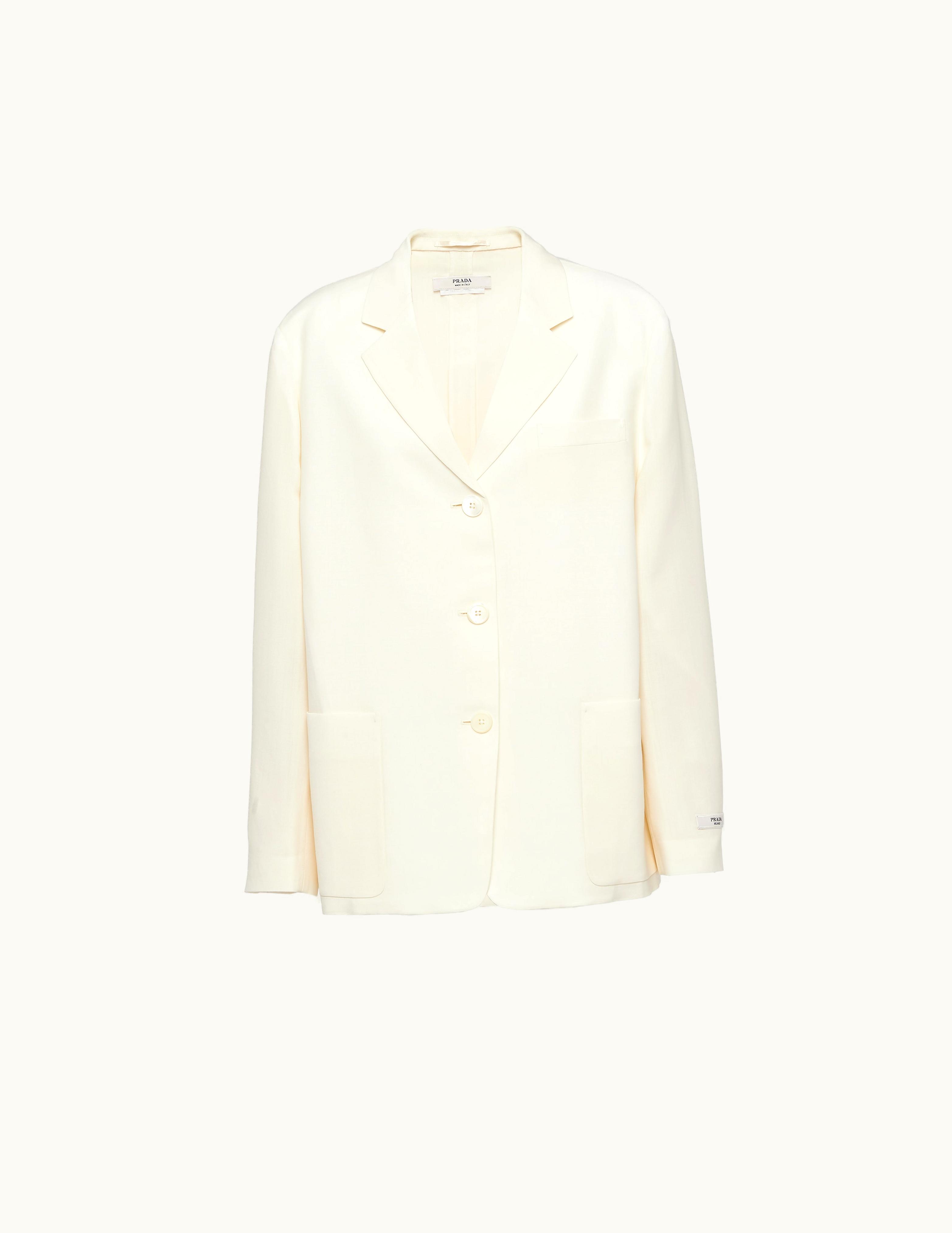 Prada Prada Ivory Single-breasted Kid Mohair Jacket
