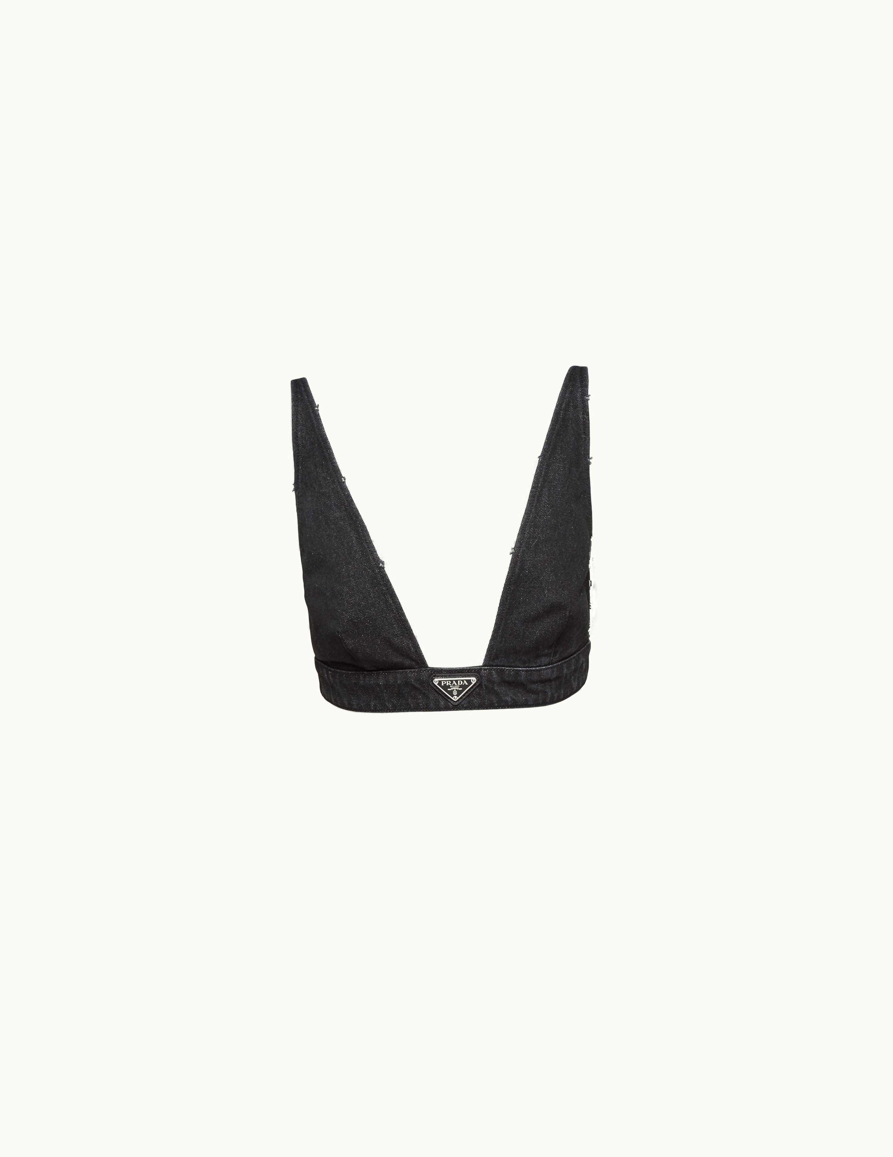 Prada Prada Triangle Logo Skinny Fit Denim Top Black