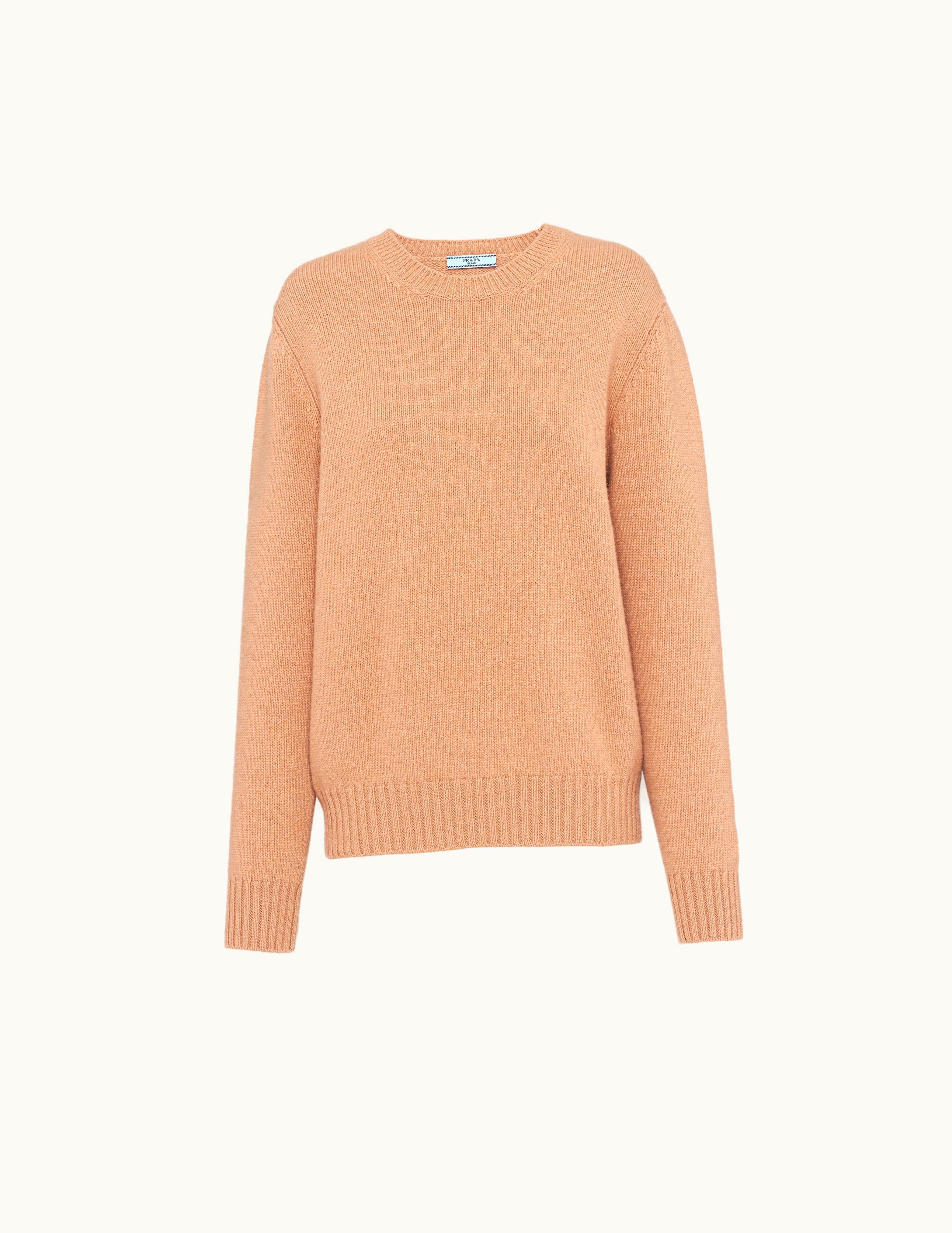 Prada Prada Triangle Logo Men's Wool And Cashmere Crew-neck Sweater Brown