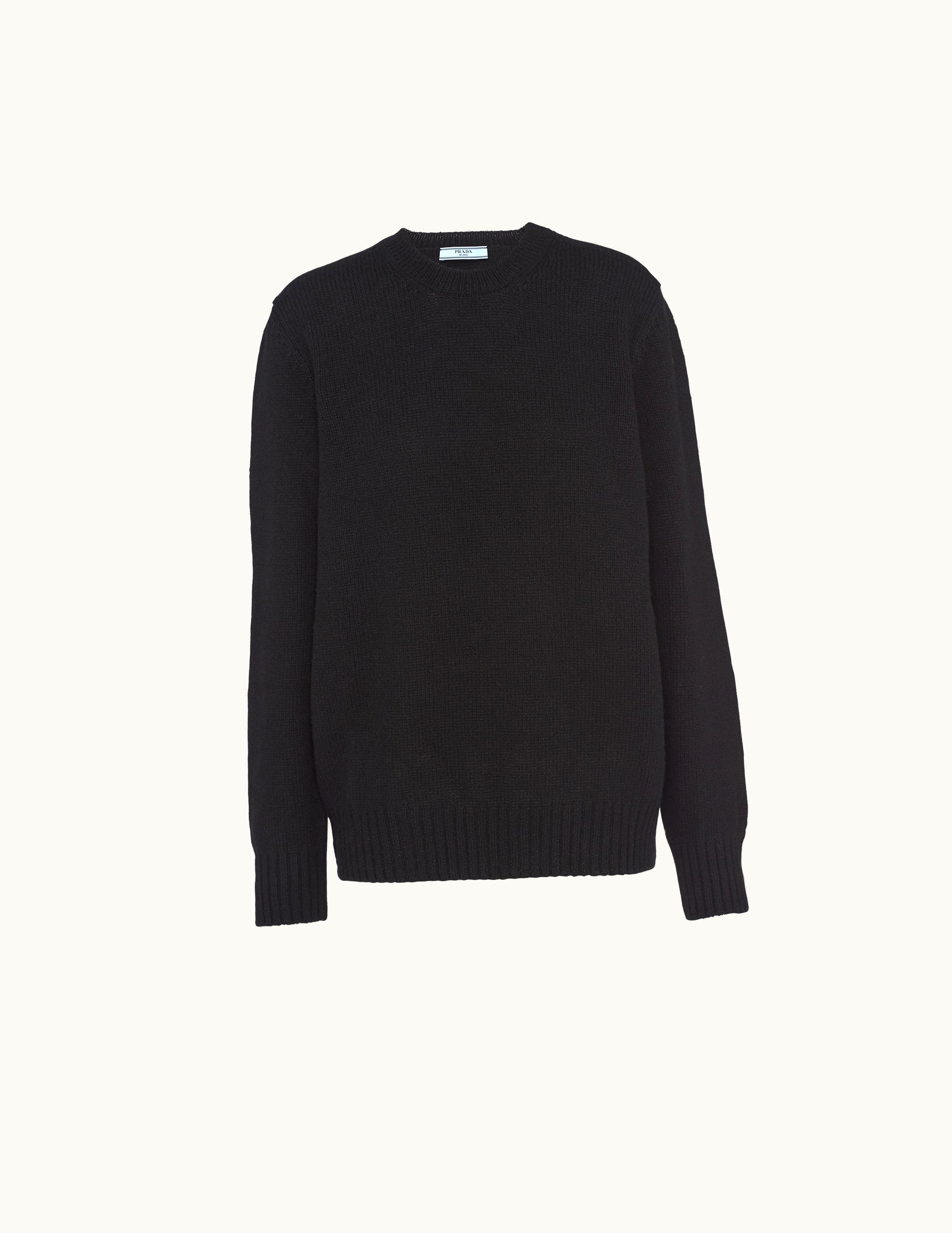 Prada Prada Classic Wool And Cashmere Crew-neck Sweater Black