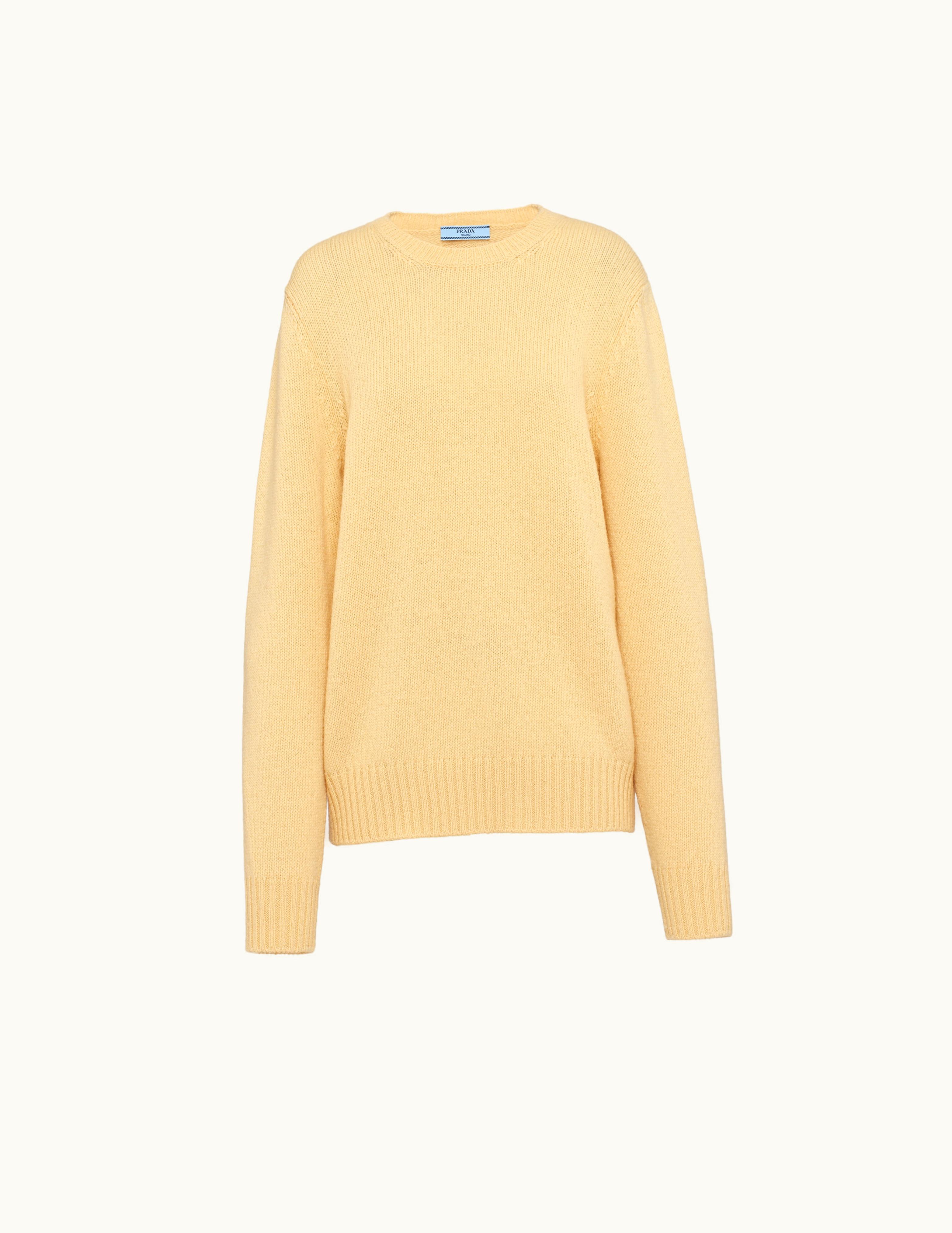 Prada Prada Cream Wool And Cashmere Crew-neck Sweater