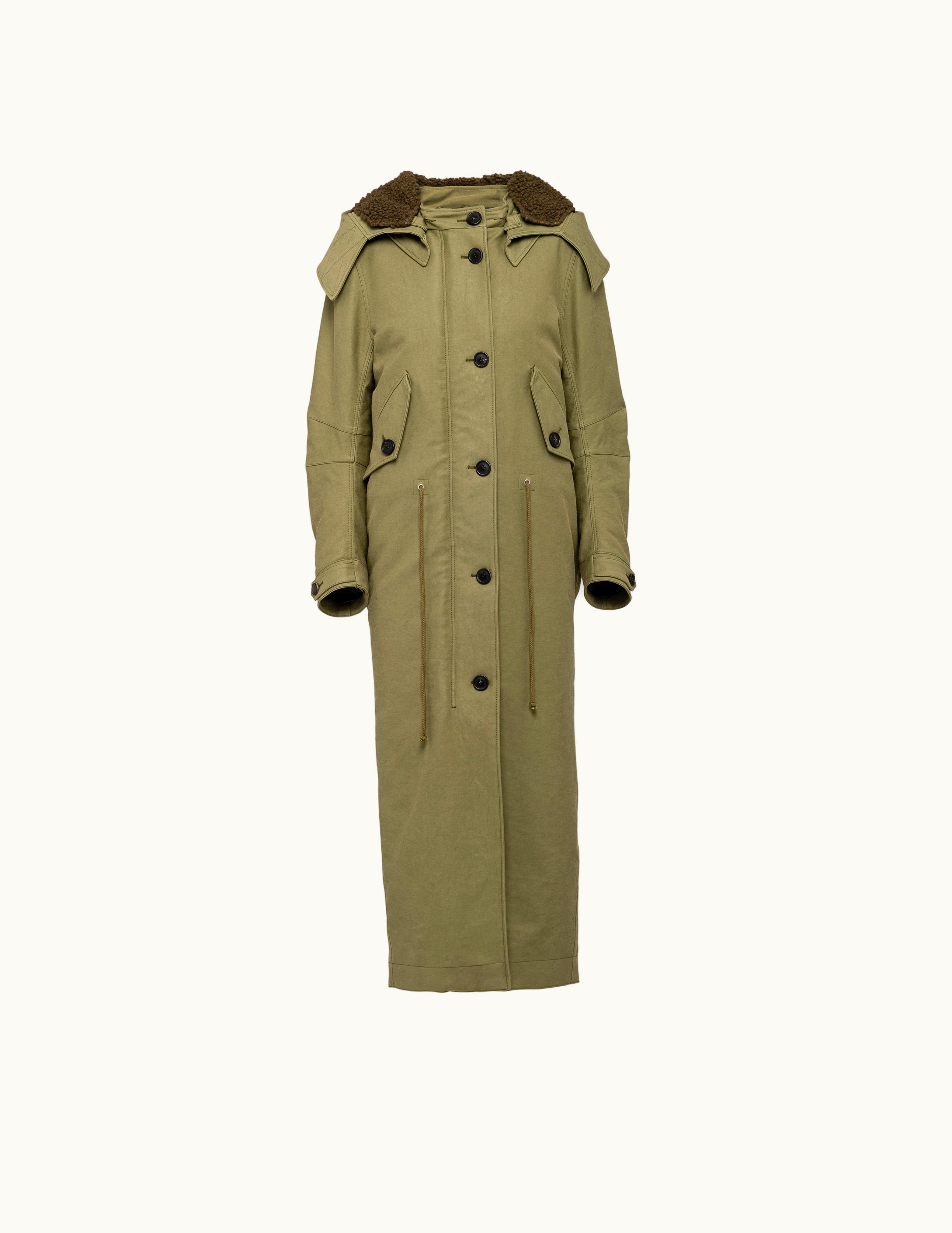 Prada Prada Military Green Satin Cotton Coat