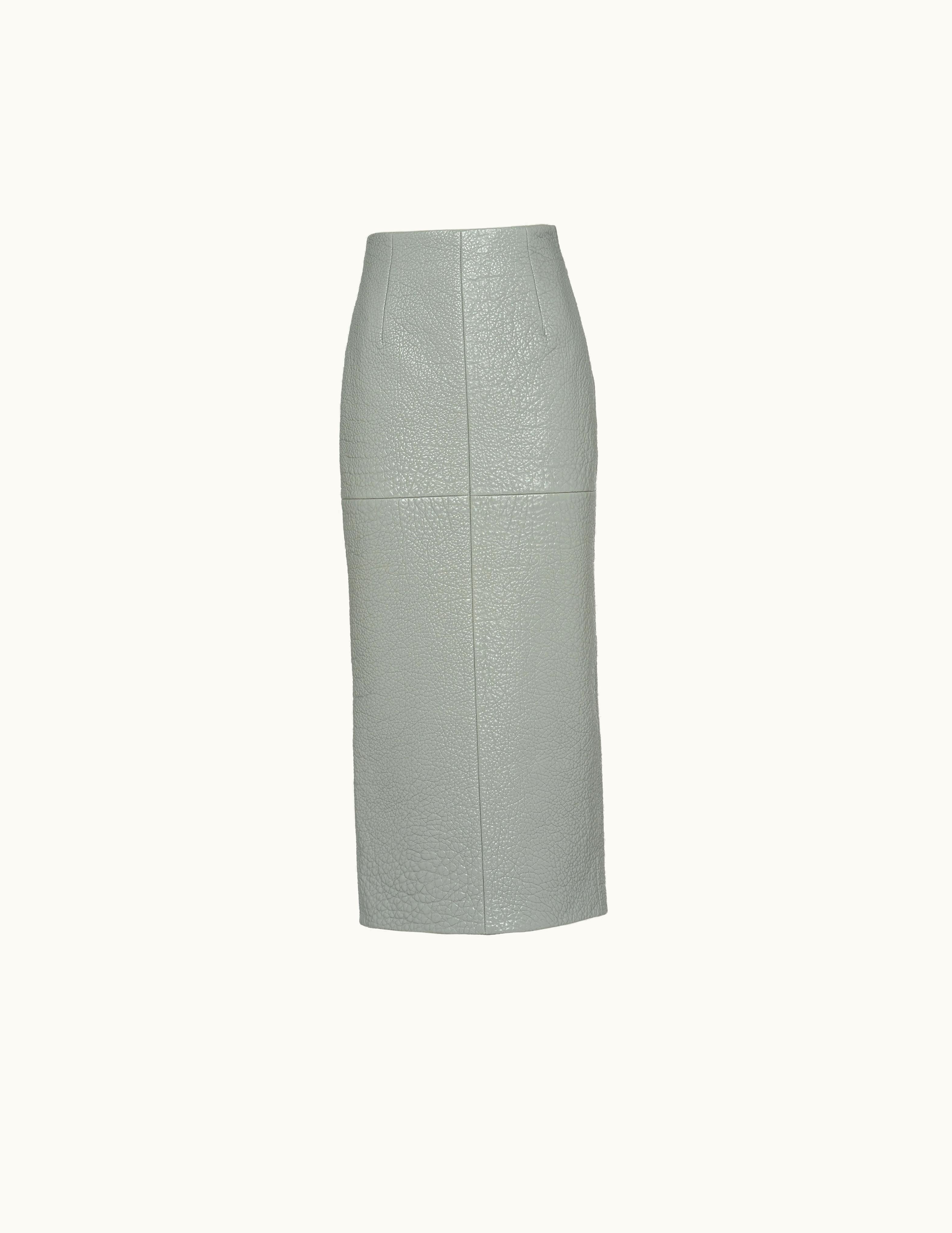 Prada Prada Cloudy Gray Nappa Leather Skirt