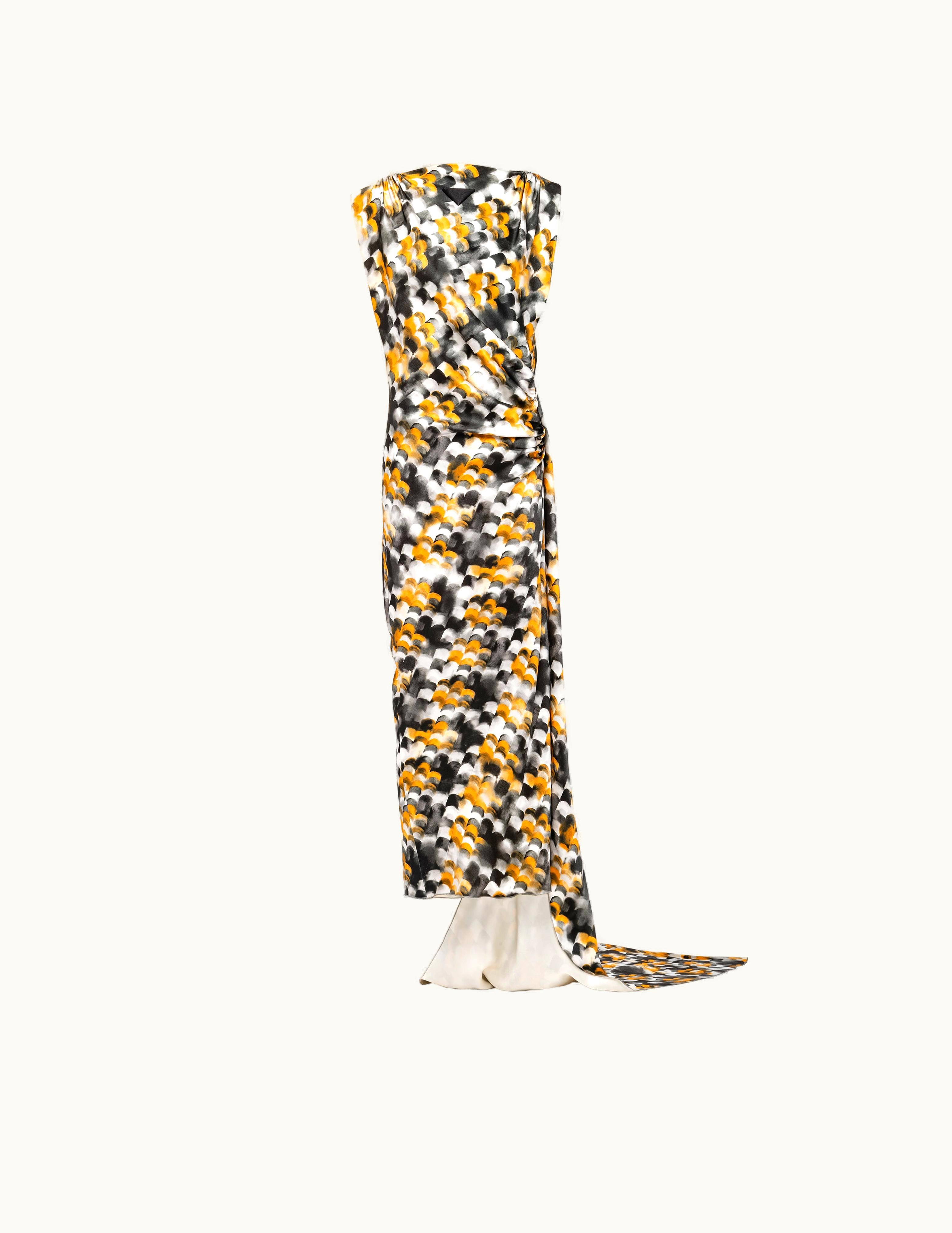 Prada Prada Amber Long Printed Satin Dress