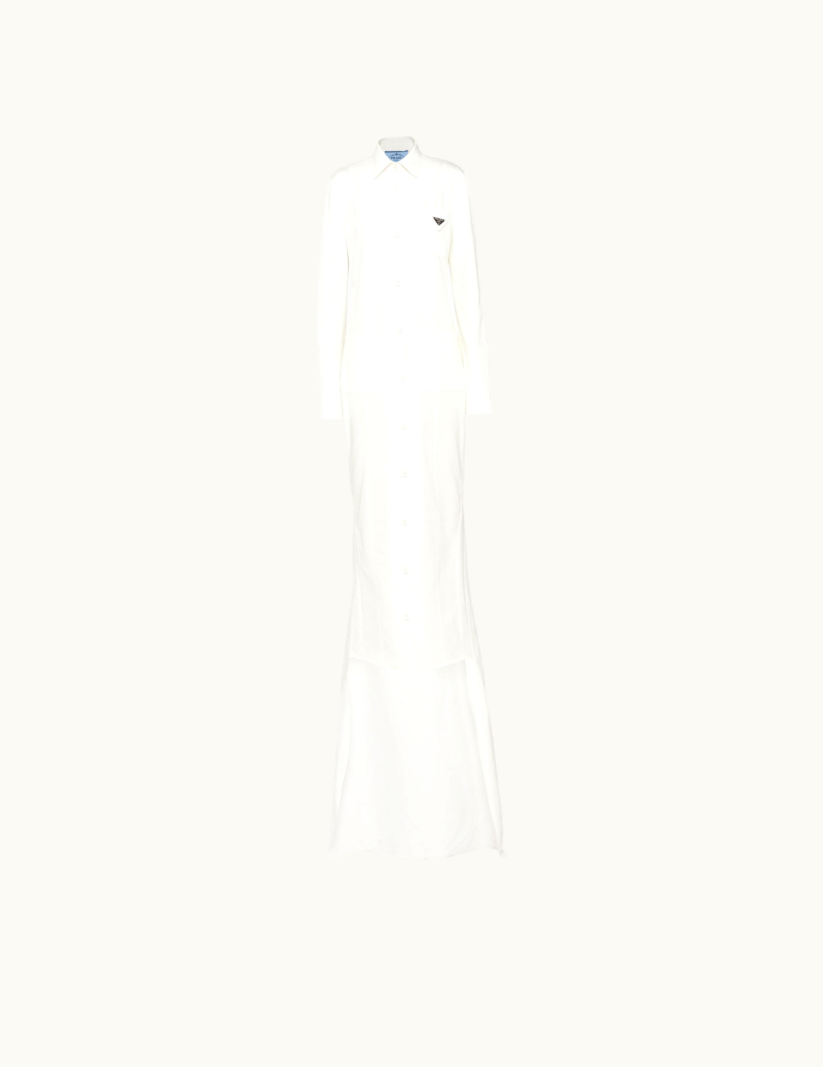Prada Prada Classic Long Sleeve Column Dress White