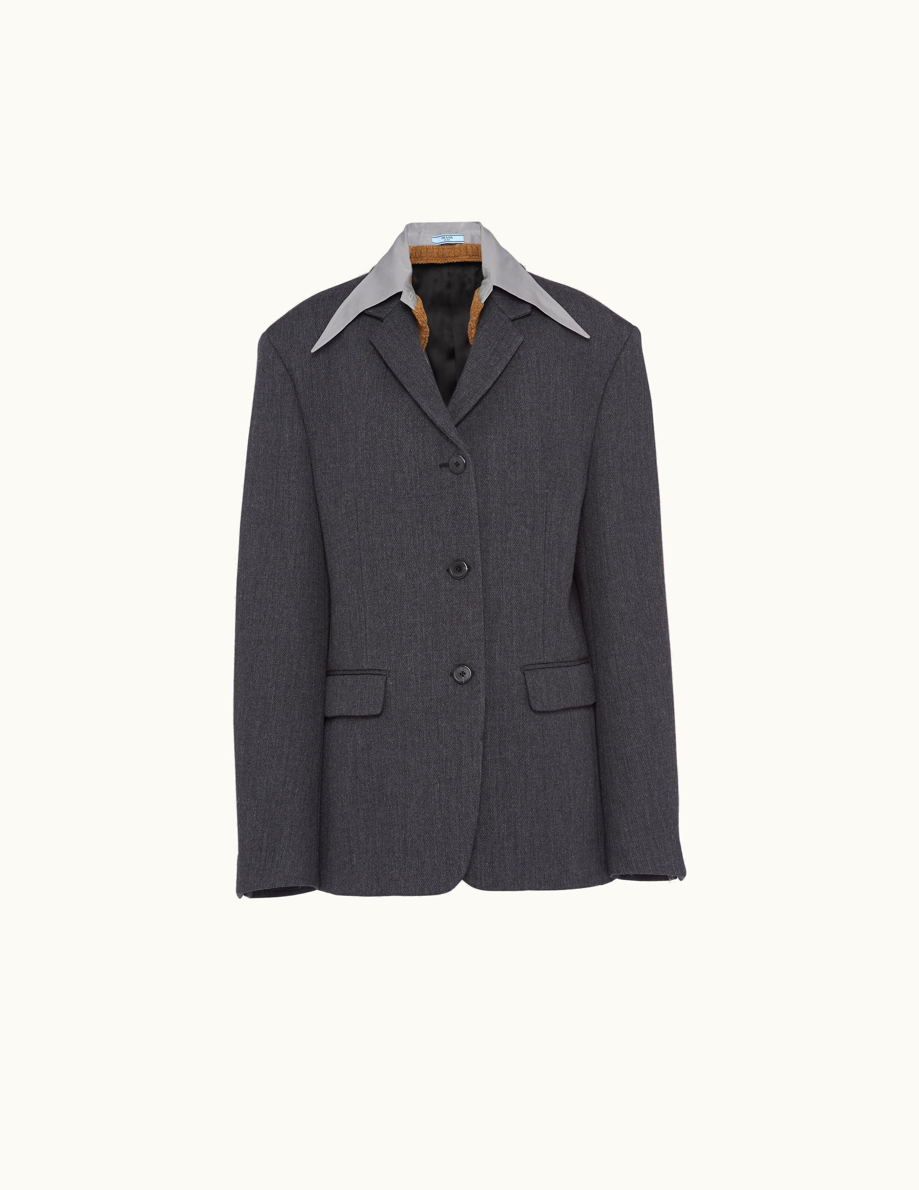 Prada Prada Anthracite Gray / Aluminum Single-breasted Wool Jacket
