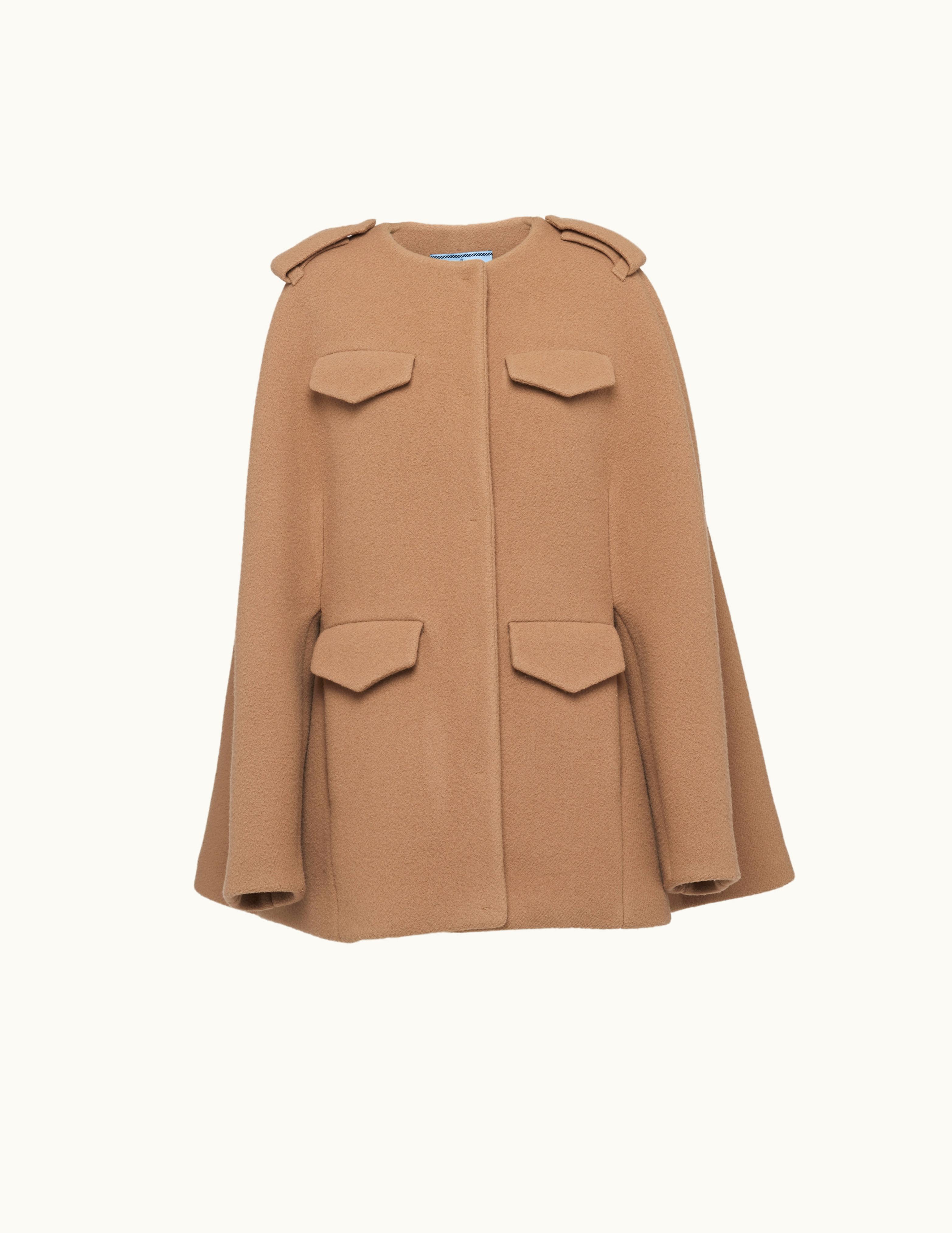 Prada Prada Camel Brown Single-breasted Velour Caban Jacket