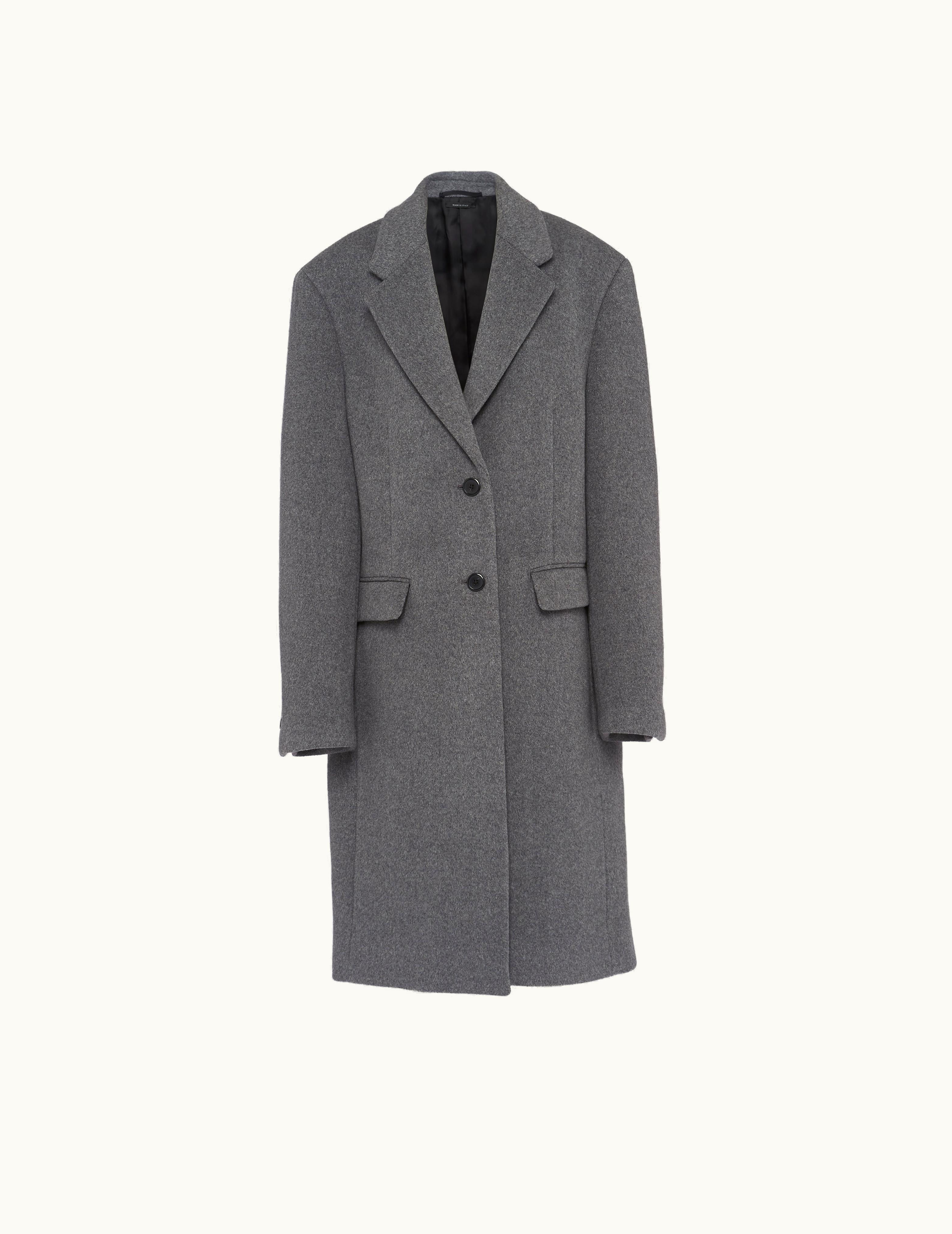 Prada Prada Slate Gray Single-breasted Velour Coat