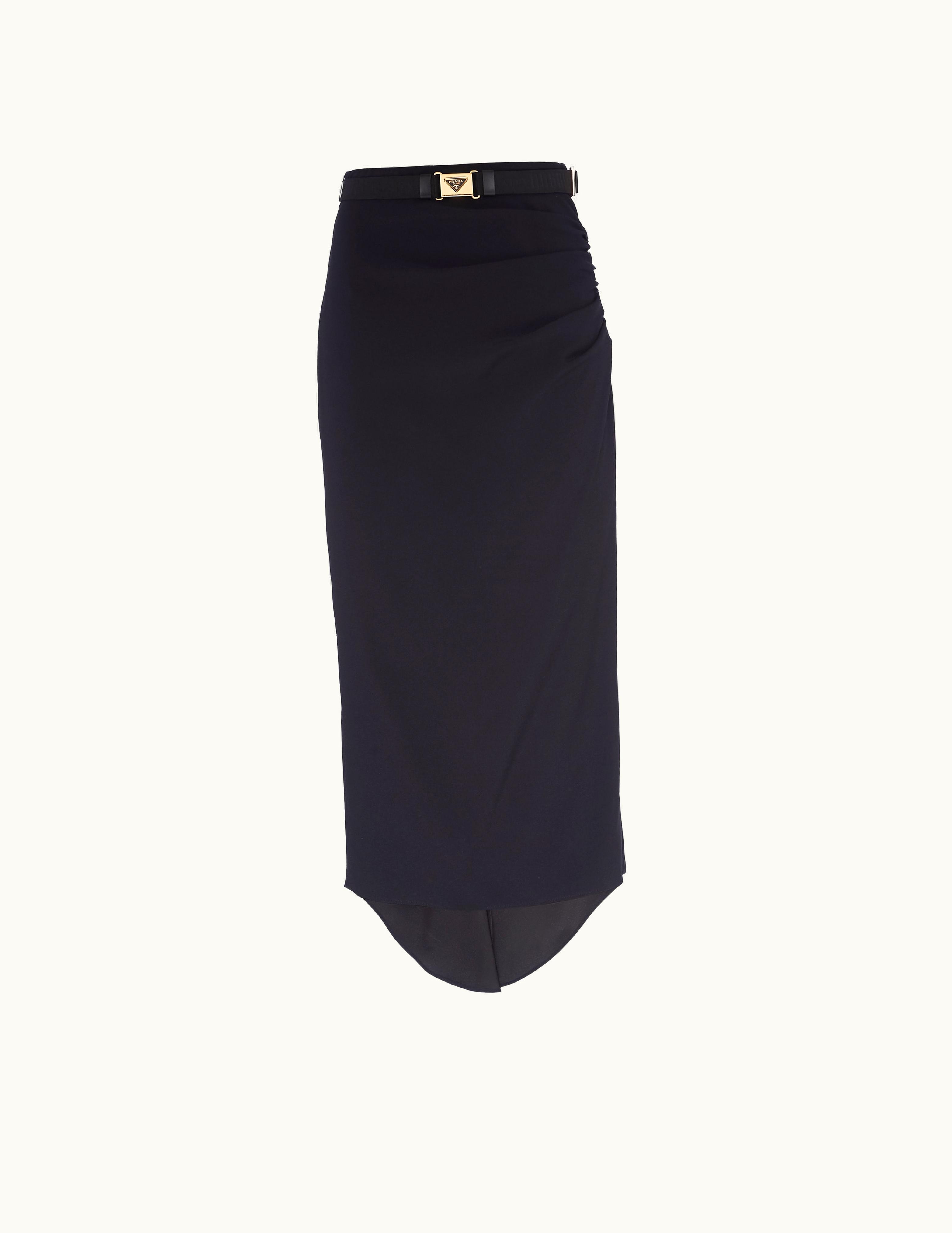 Prada Prada Sophisticato Black Leather Belted Pencil Midi-skirt