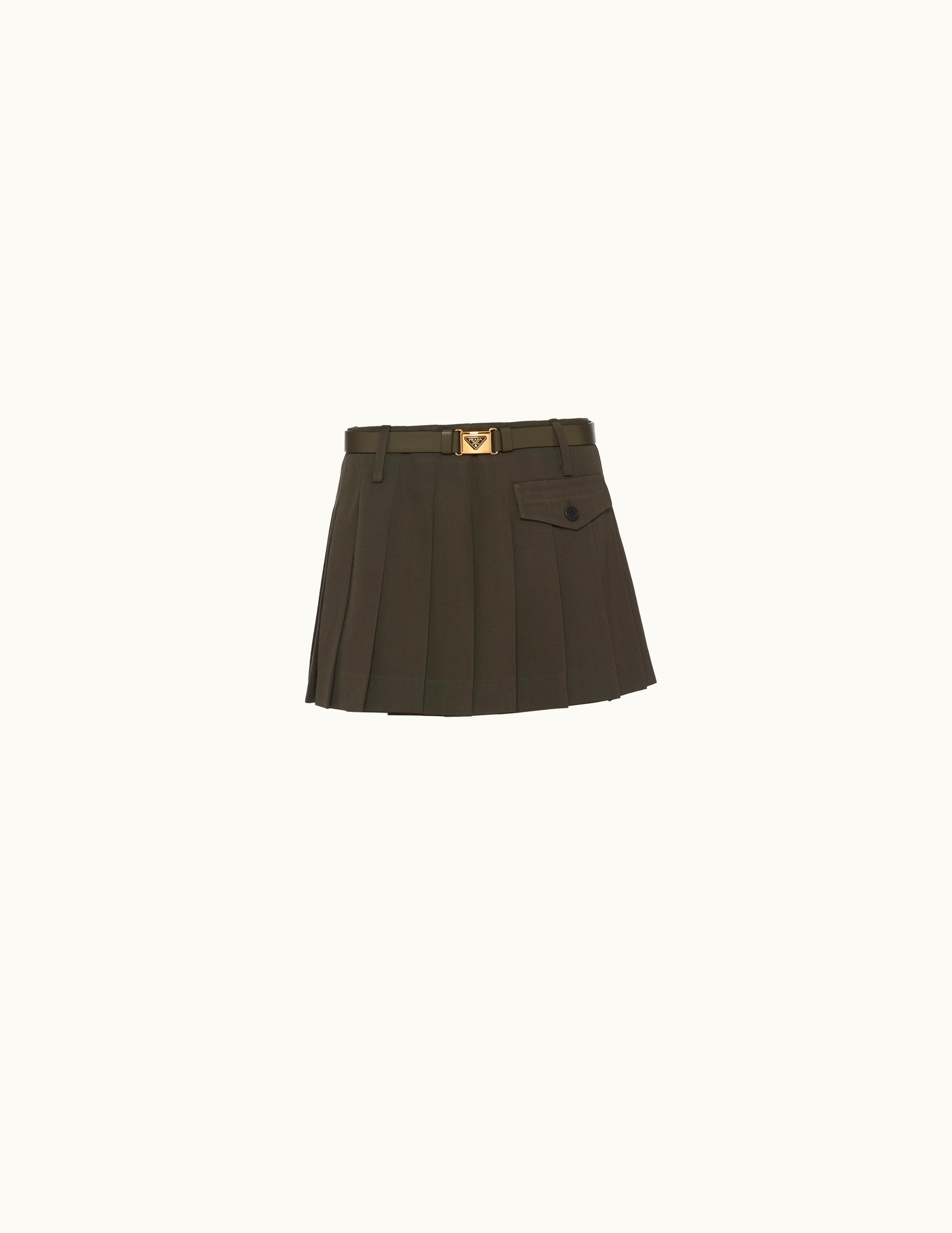 Prada Prada Military Green Gabardine Miniskirt