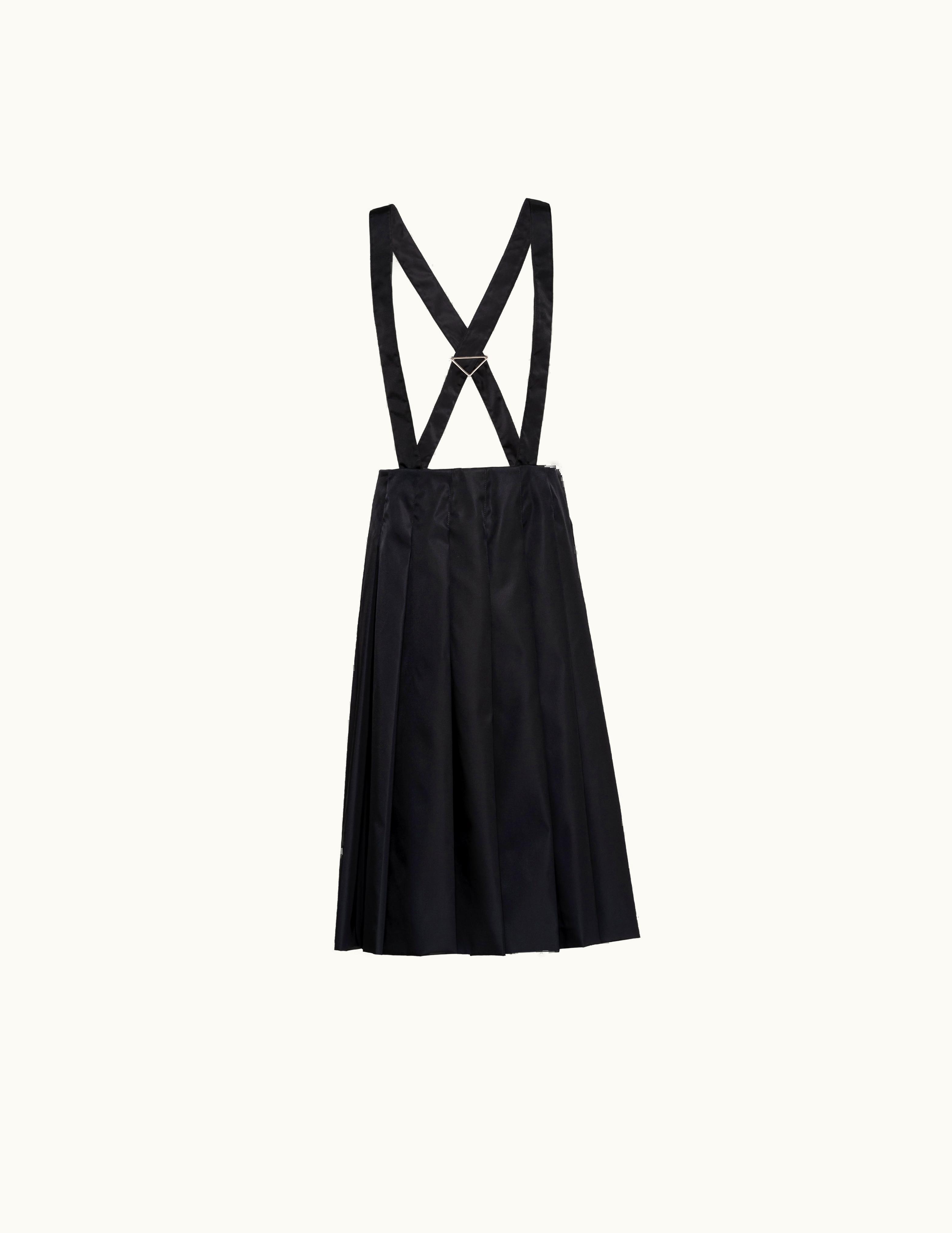 Prada Prada Re-nylon Triangle Logo Pleated Skirt Black