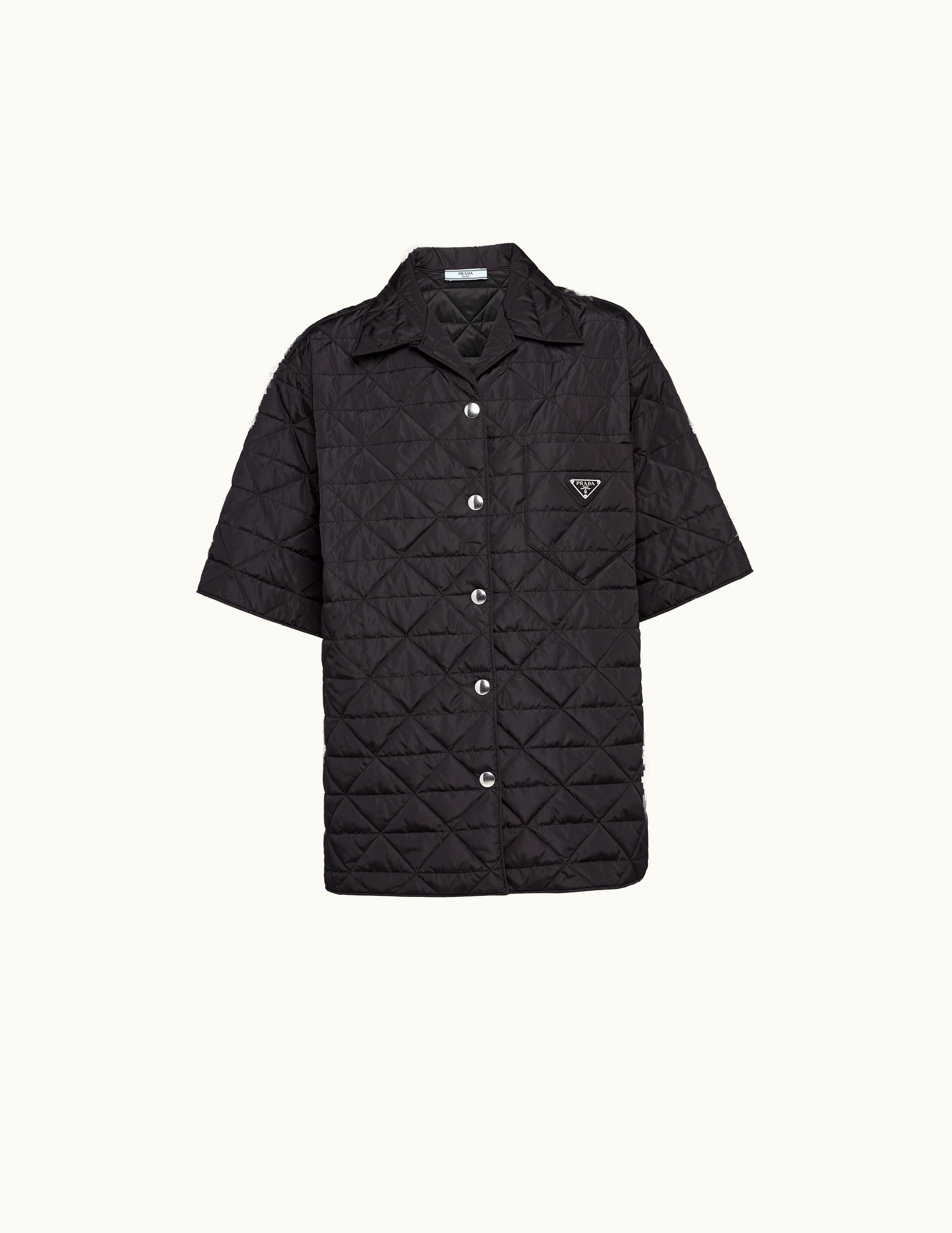 Prada Prada Quilted Enamel Triangle Logo Short-sleeved Shirt