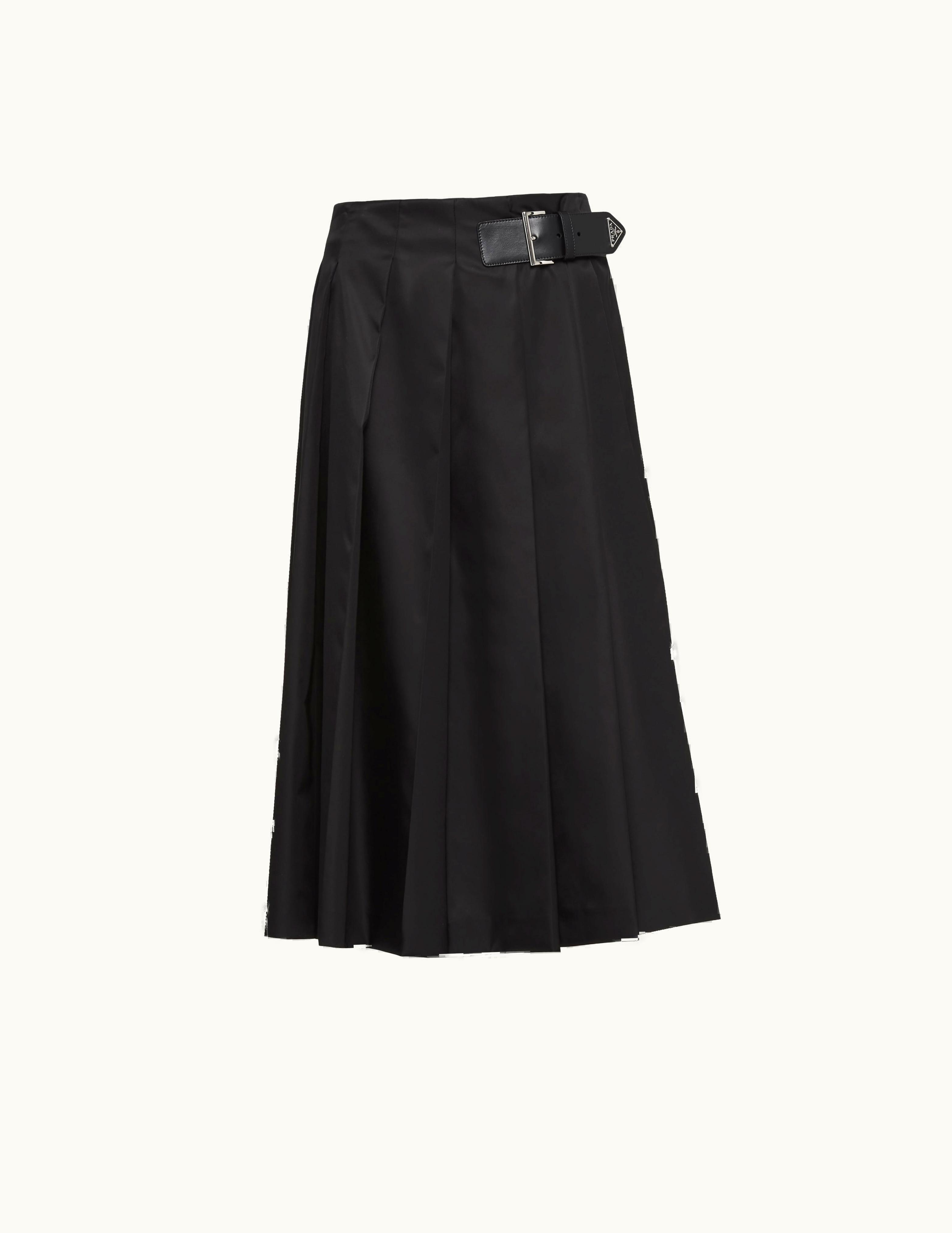 Prada Prada Pleated Leather-Strap Low Rise Pants Black