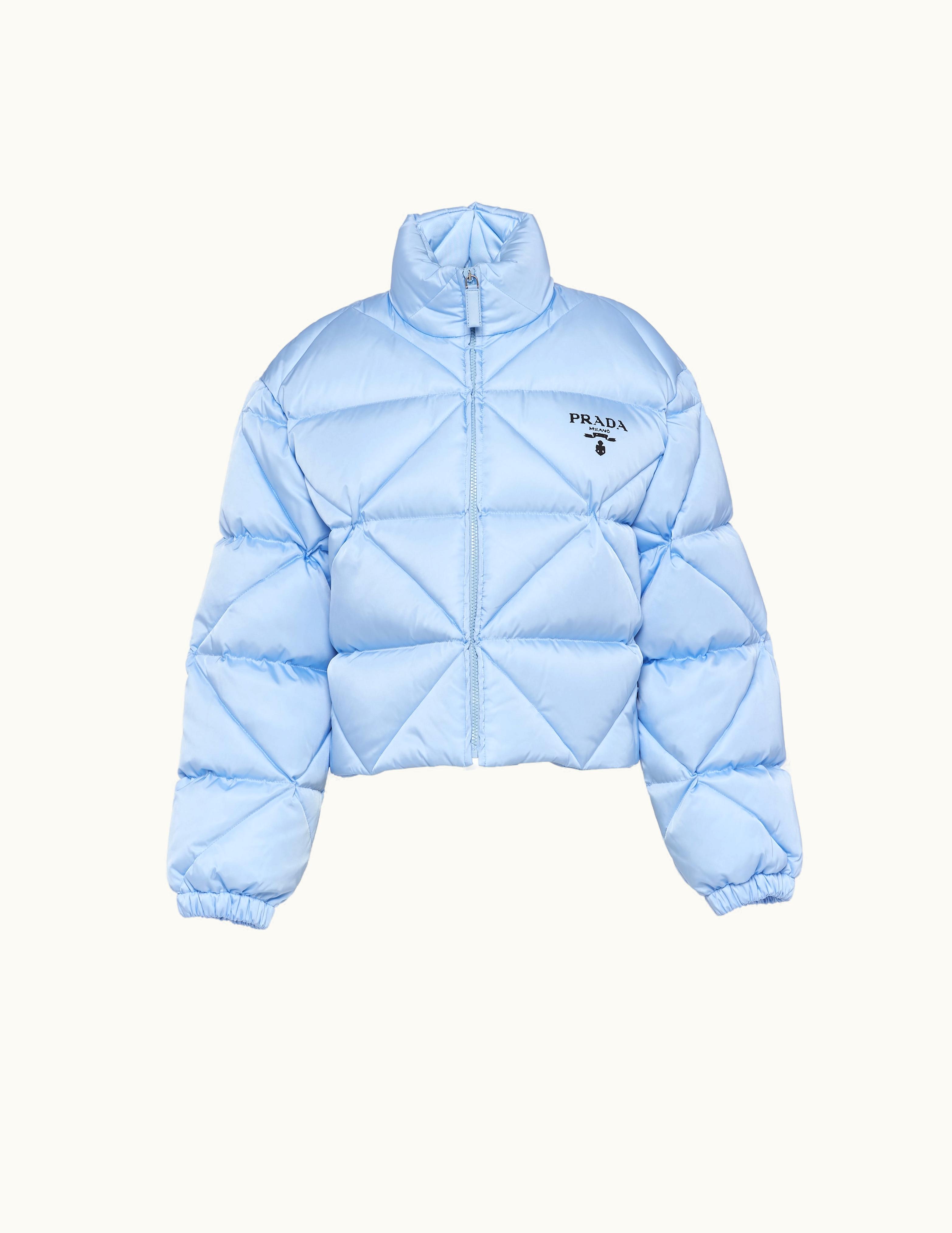 Prada Prada Light Blue Re-nylon Gabardine Cropped Down Jacket