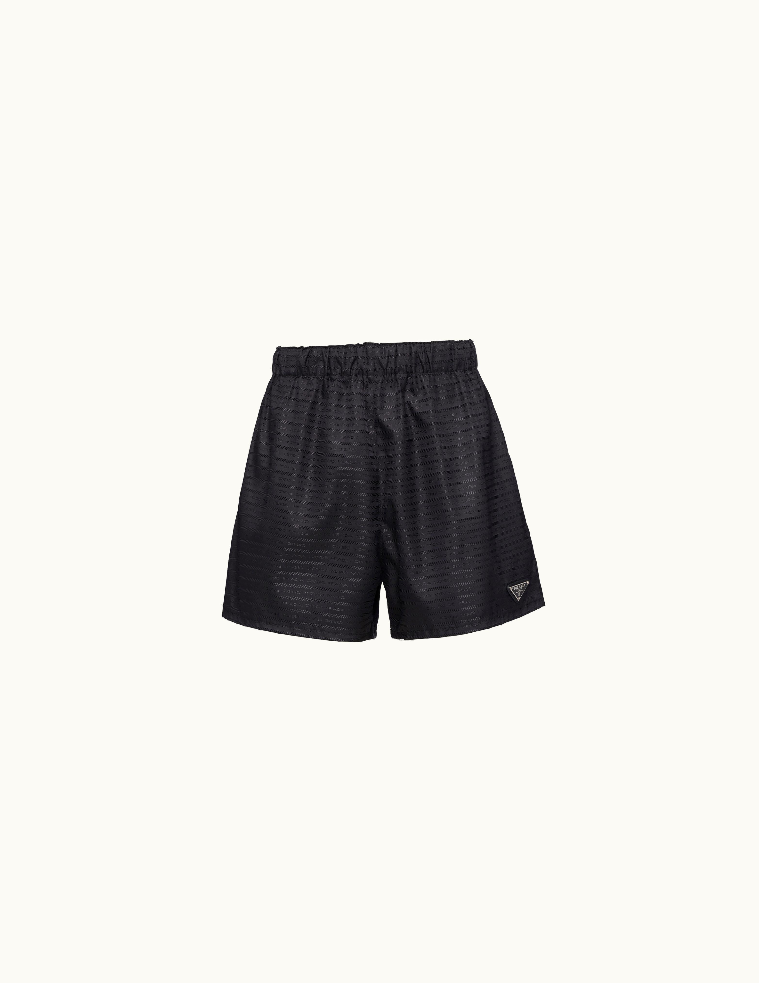 Prada Prada Enameled Metal Triangle Logo Re-nylon Casual Shorts Black