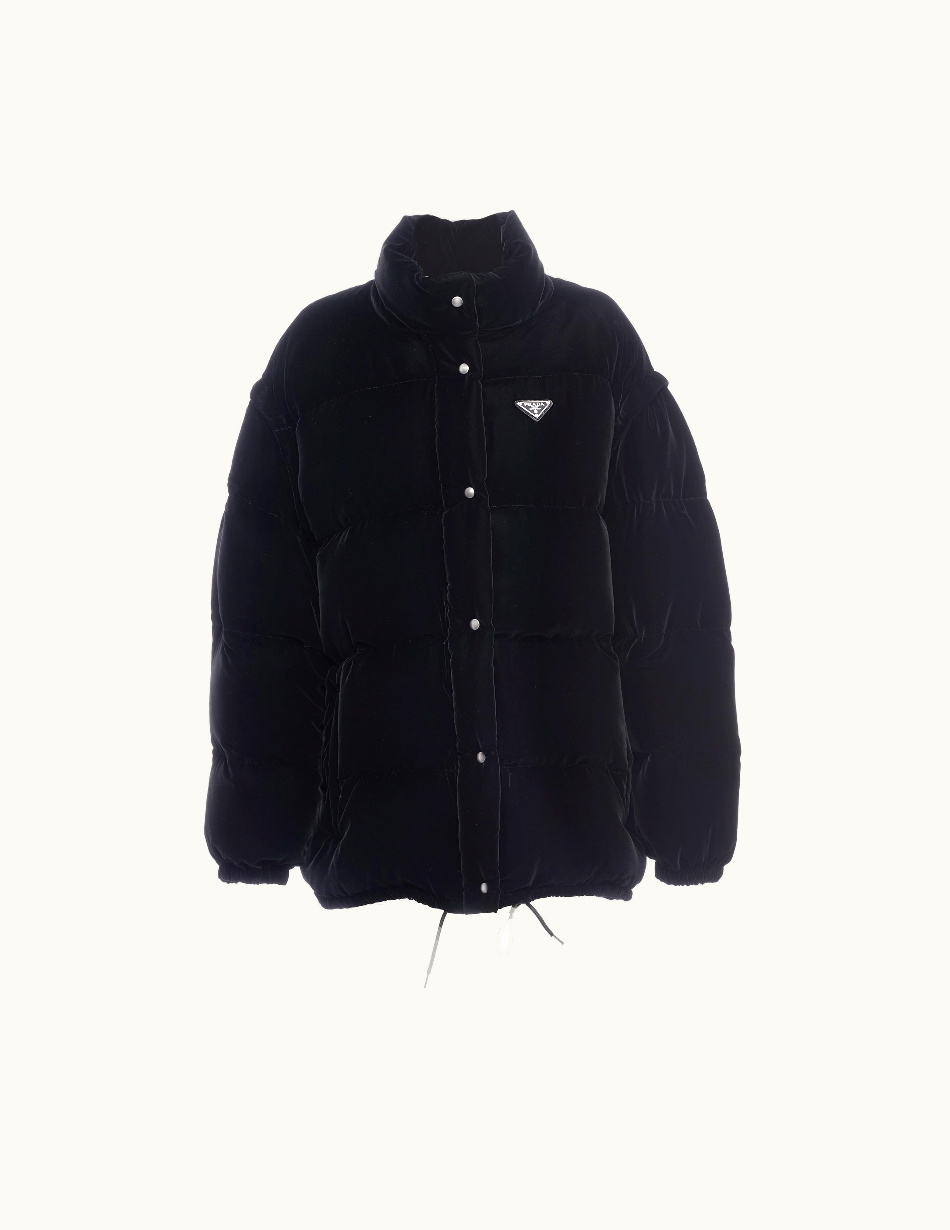 Prada Prada Black Convertible Velvet Down Jacket