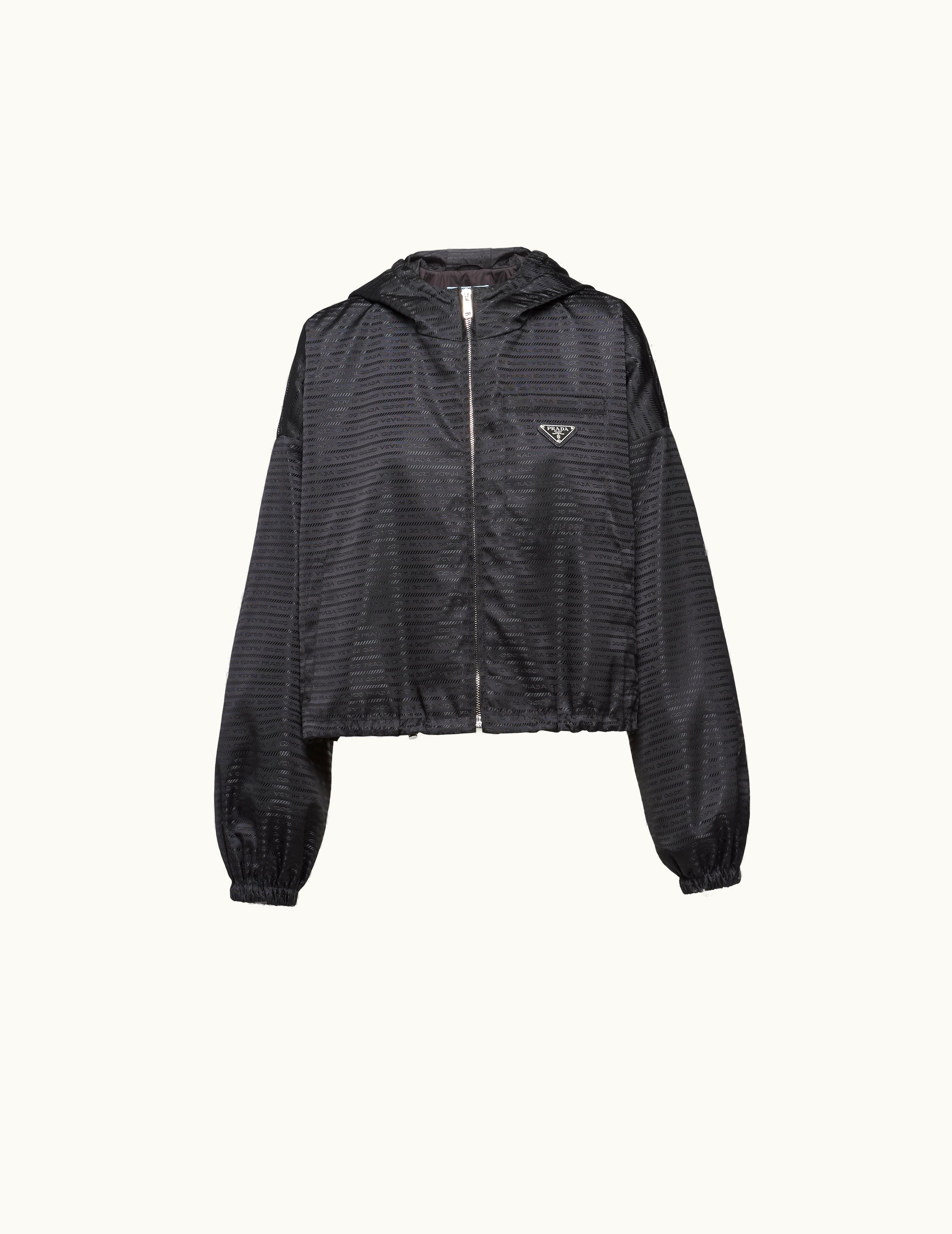 Prada Prada Black Cropped Re-nylon Hooded Blouson Jacket