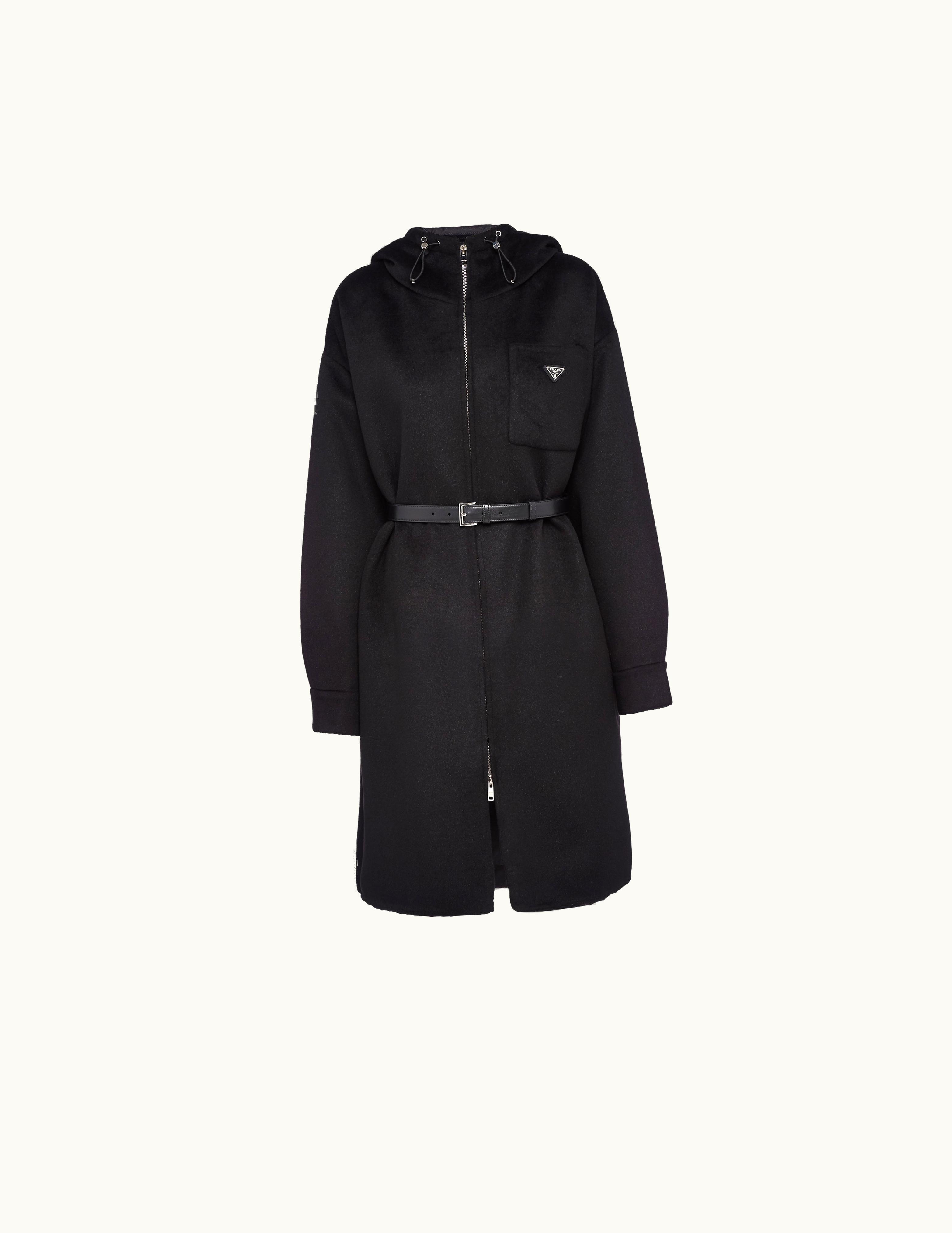 Prada Prada Black Cashgora And Re-nylon Coat